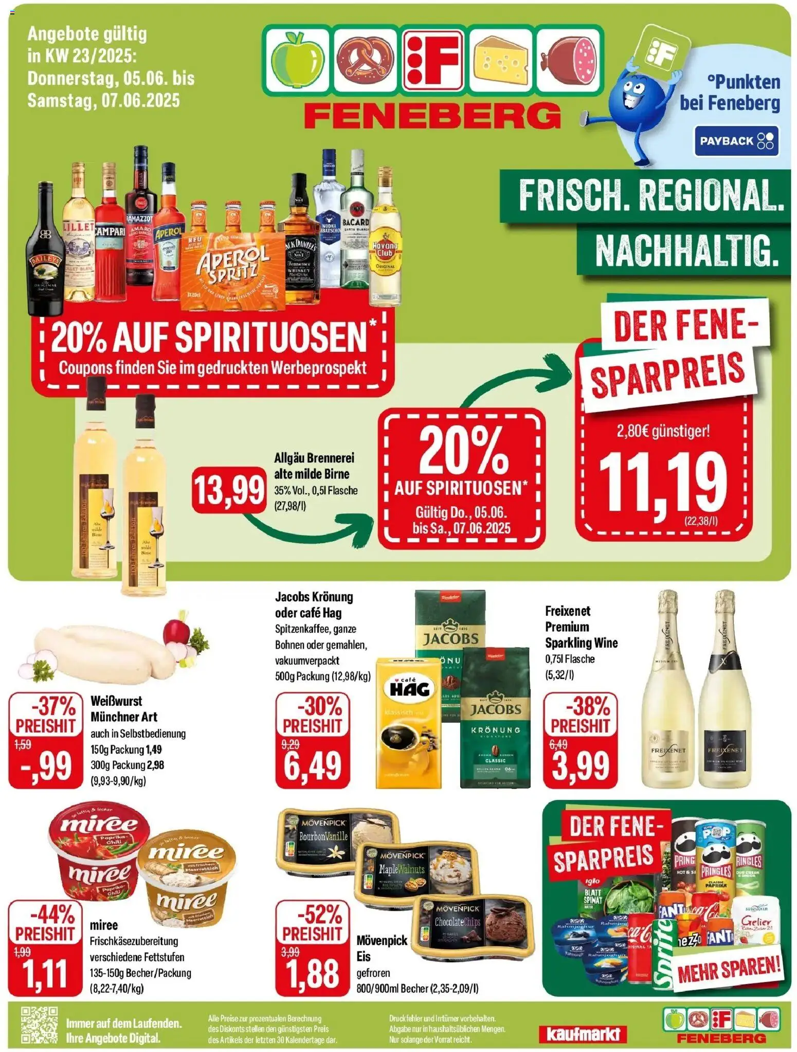 Vorschau von dem Prospekt des Geschäftes Feneberg, gültig ab dem 05.06.2026 - Lillet, Aperol, Baileys, Top, Campari, Birne, Wodka, Freixenet