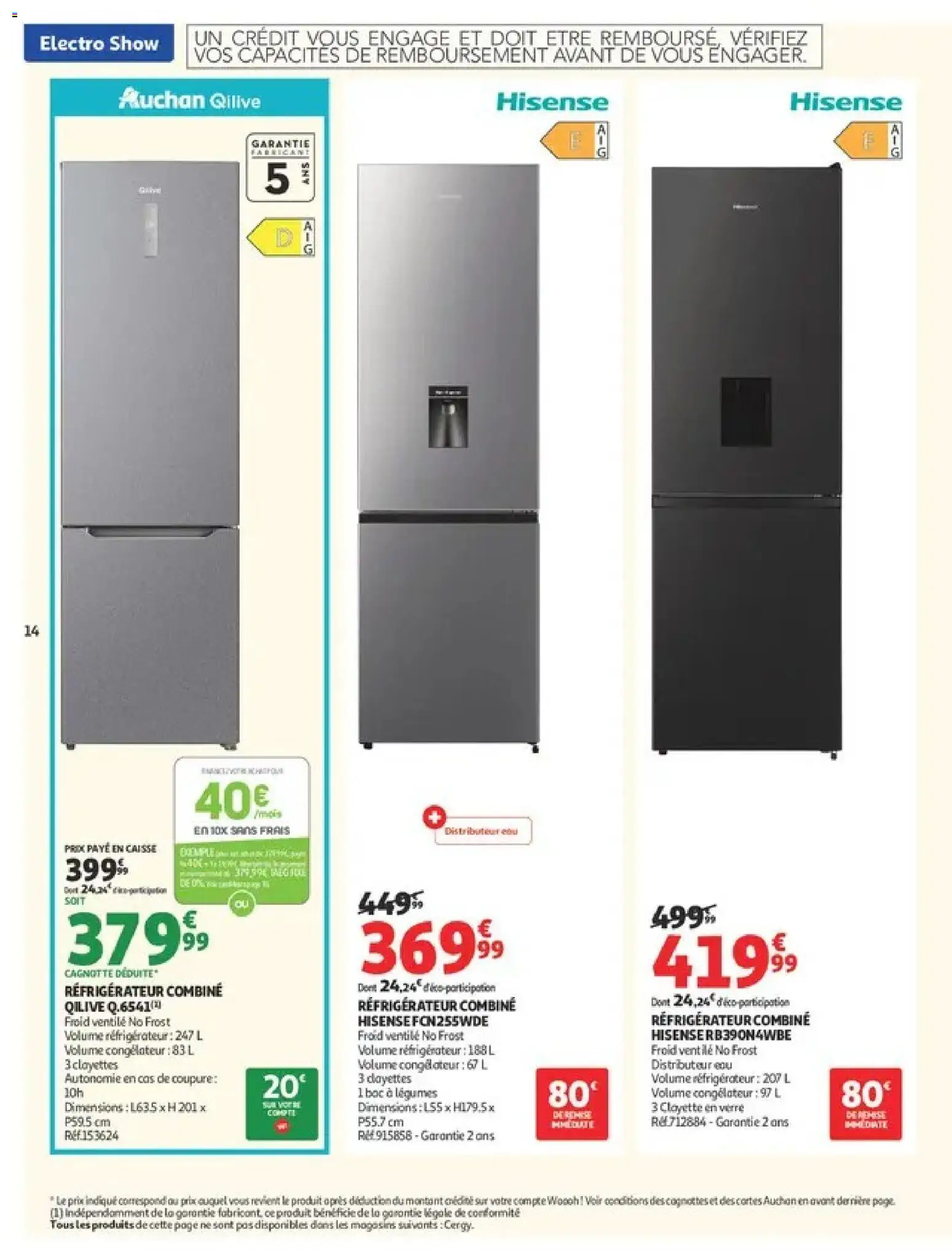 Prévisualisation de Auchan Electroshow du magasin Auchan formulaire valide 01/09/2026 - Distributeur, Réfrigérateur, Congélateur, Réfrigérateur combiné