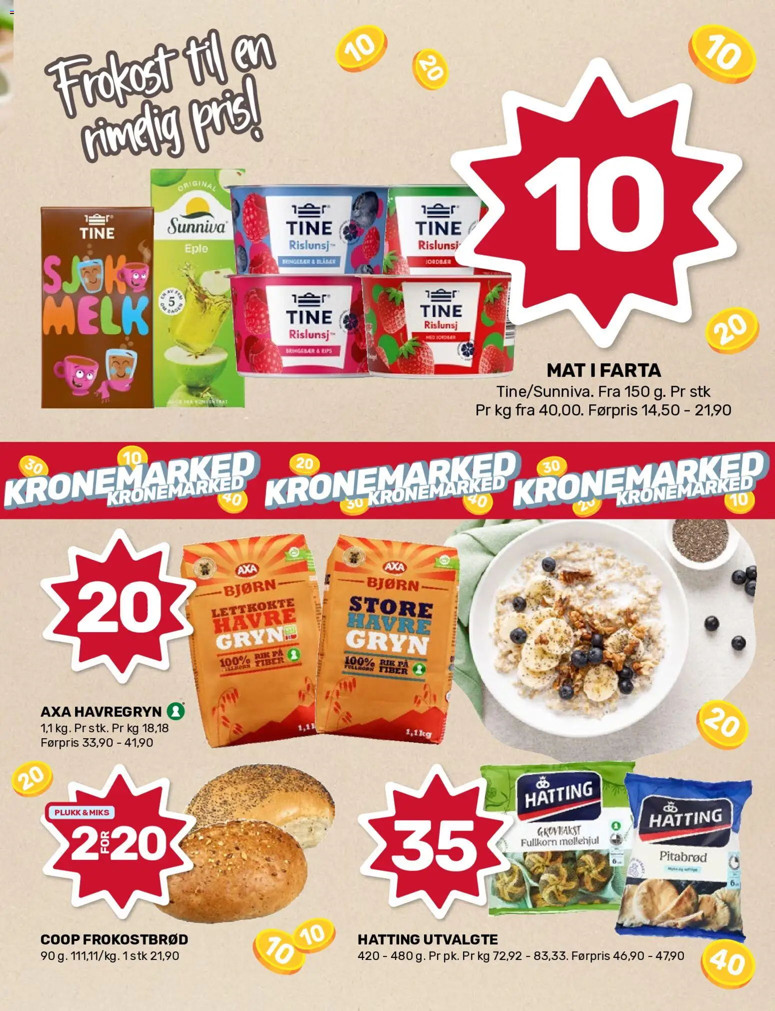 Forhåndsvis Coop Marked kundeavis fra butikk Coop Marked gyldig fra 26/10/2026 - Møllehjul, Melk, Jordbær, Havregryn, 1, Pitabrød, Mat