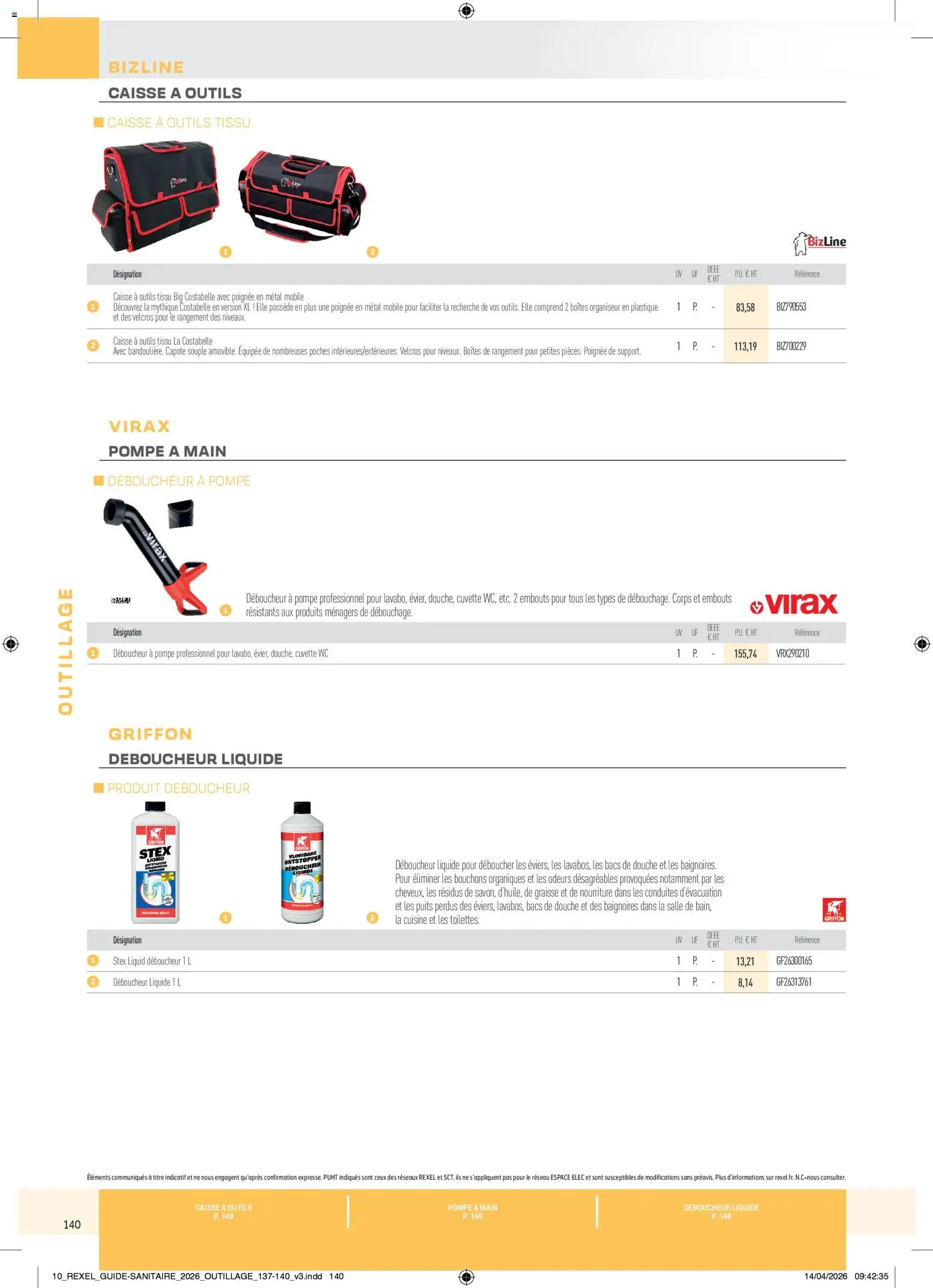 Prévisualisation de Rexel - Brochure Sanitaire du magasin Rexel formulaire valide 20/04/2026 - Douche, Boîtes de rangement, Outils, Cuvette WC, Déboucheur
