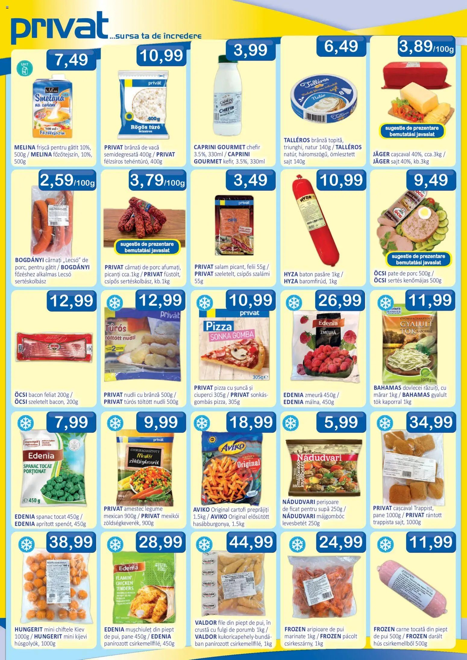 Previzualizarea de cataloage: CBA CBA Catalog Privat valabil de la 16.10.2026 - Porumb, Zmeură, Ciuperci, Spanac, Cașcaval, Chefir, Șuncă, Pate