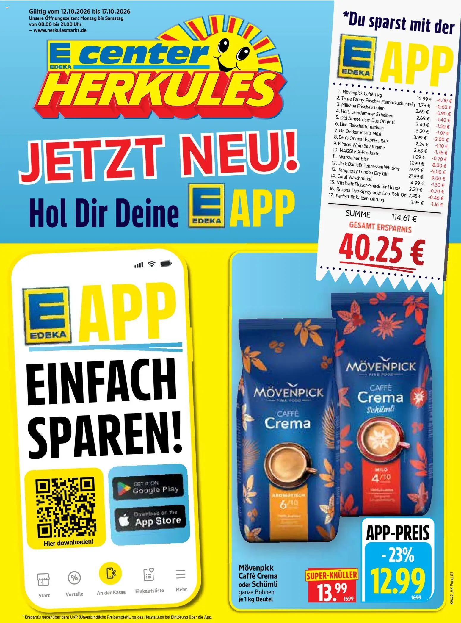 Vorschau von dem Prospekt des Geschäftes HERKULES, gültig ab dem 12.10.2026 - Bier, Maggi, Gin, Warsteiner, Leerdammer, Coral waschmittel, Jack Daniel's, Milkana
