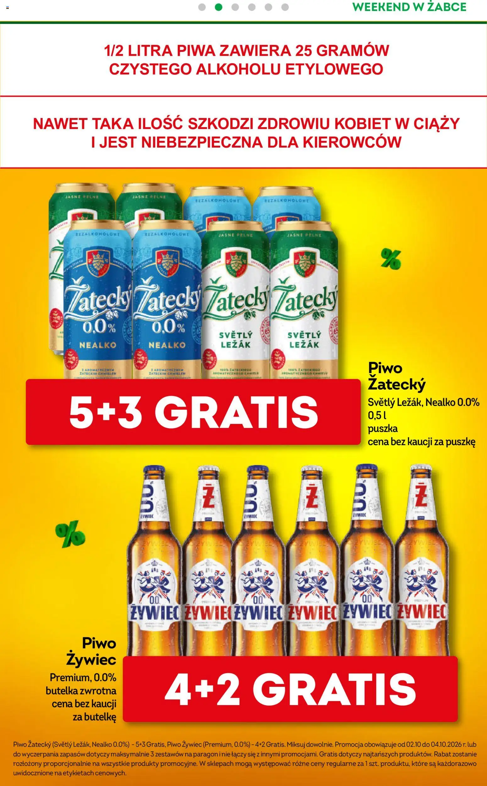 Pogląd gazetki "Żabka gazetka - Weekendowe promocje" ze sklepu Żabka ważnej od 02.10.2026 - Piwo, Leżak, Piwo zatecky