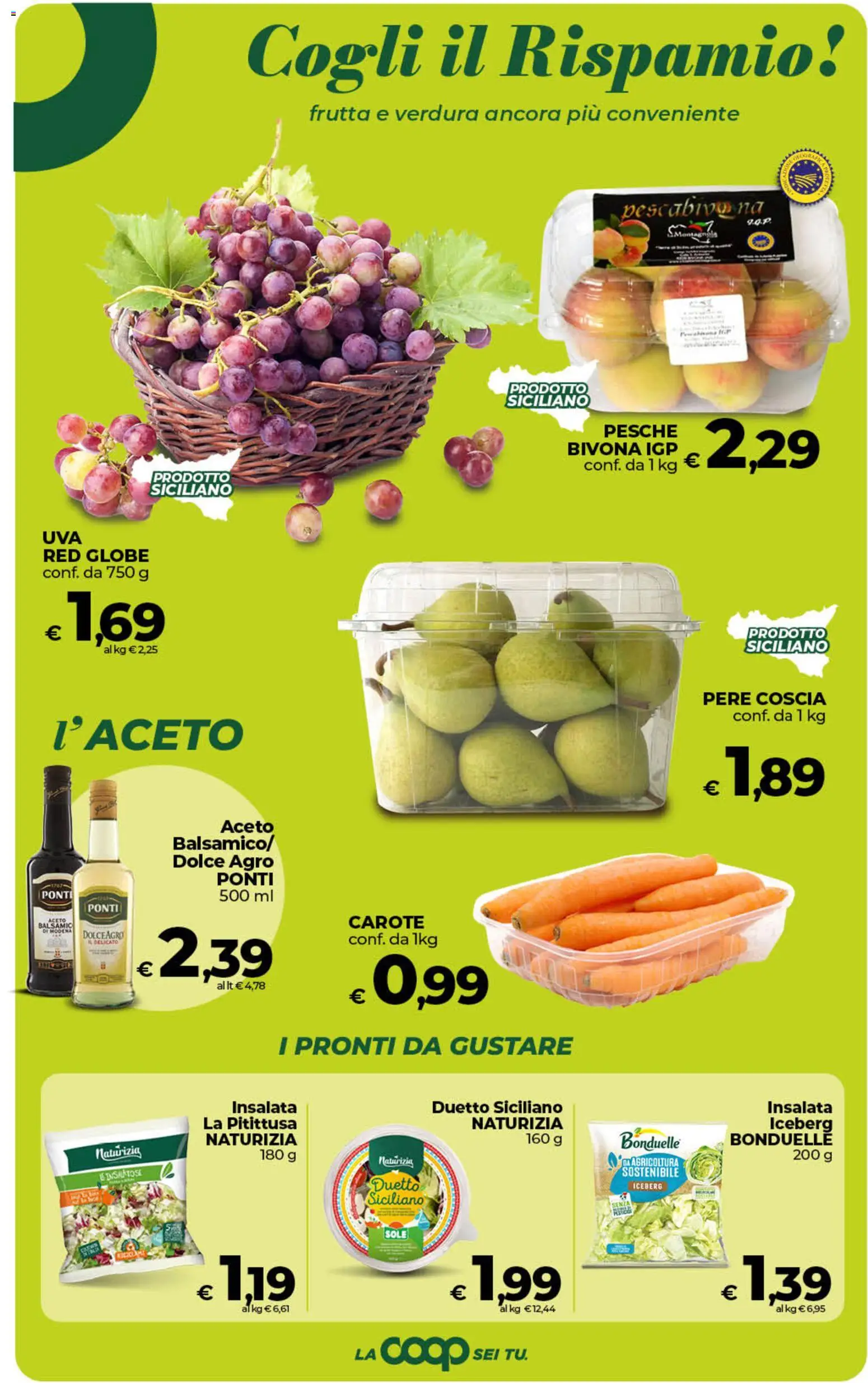 Anteprima dell'opuscolo COOP volantino Superstore Sicilia dal negozio COOP valido da 01/09/2026 - Insalata, Frutta, Carote, Aceto, Pesche, Pere