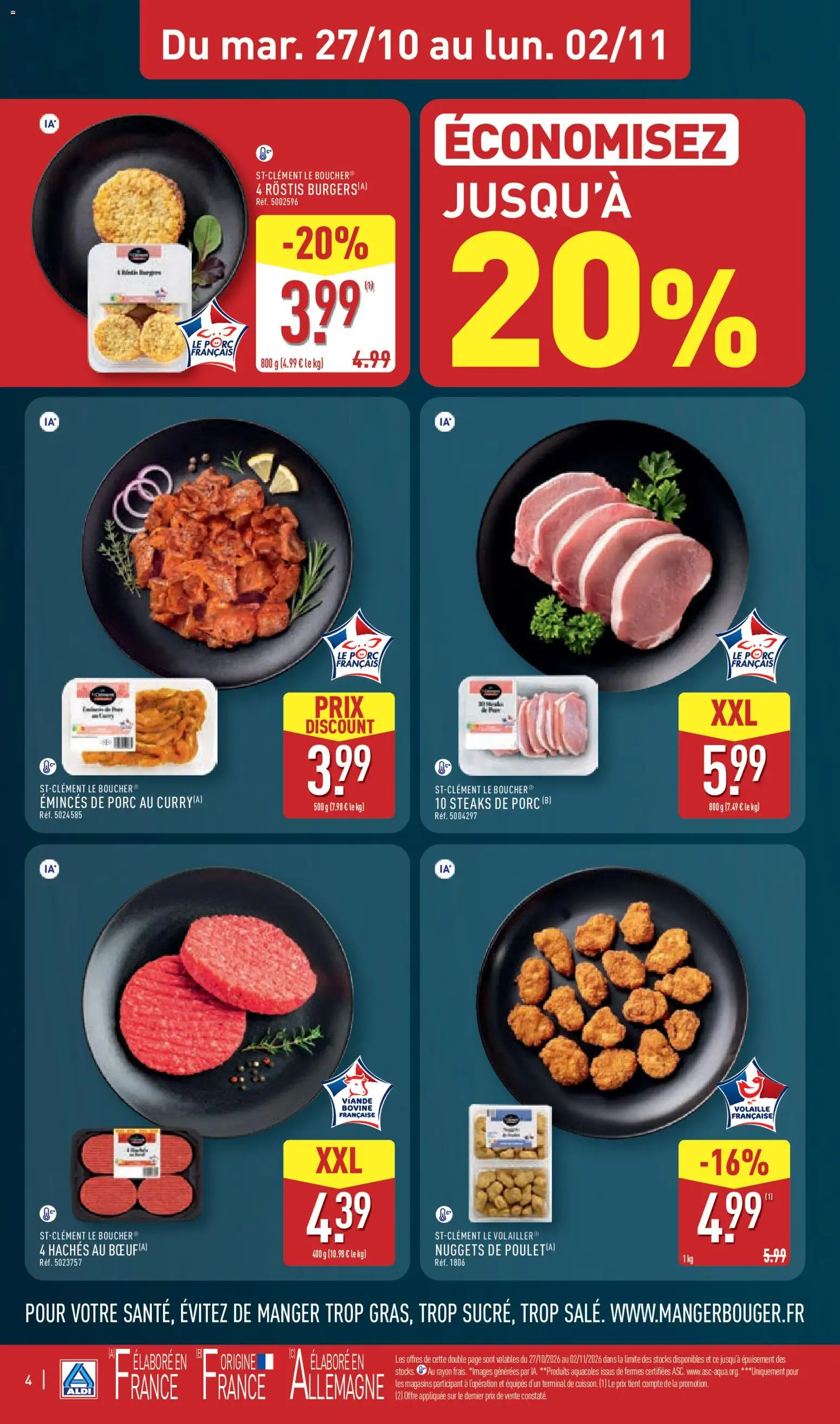 Prévisualisation de Aldi catalogue du magasin Aldi formulaire valide 27/10/2026 - Poulet, Curry, Nuggets, Viande, Volaille, Porc, Viande bovine, Nuggets de poulet