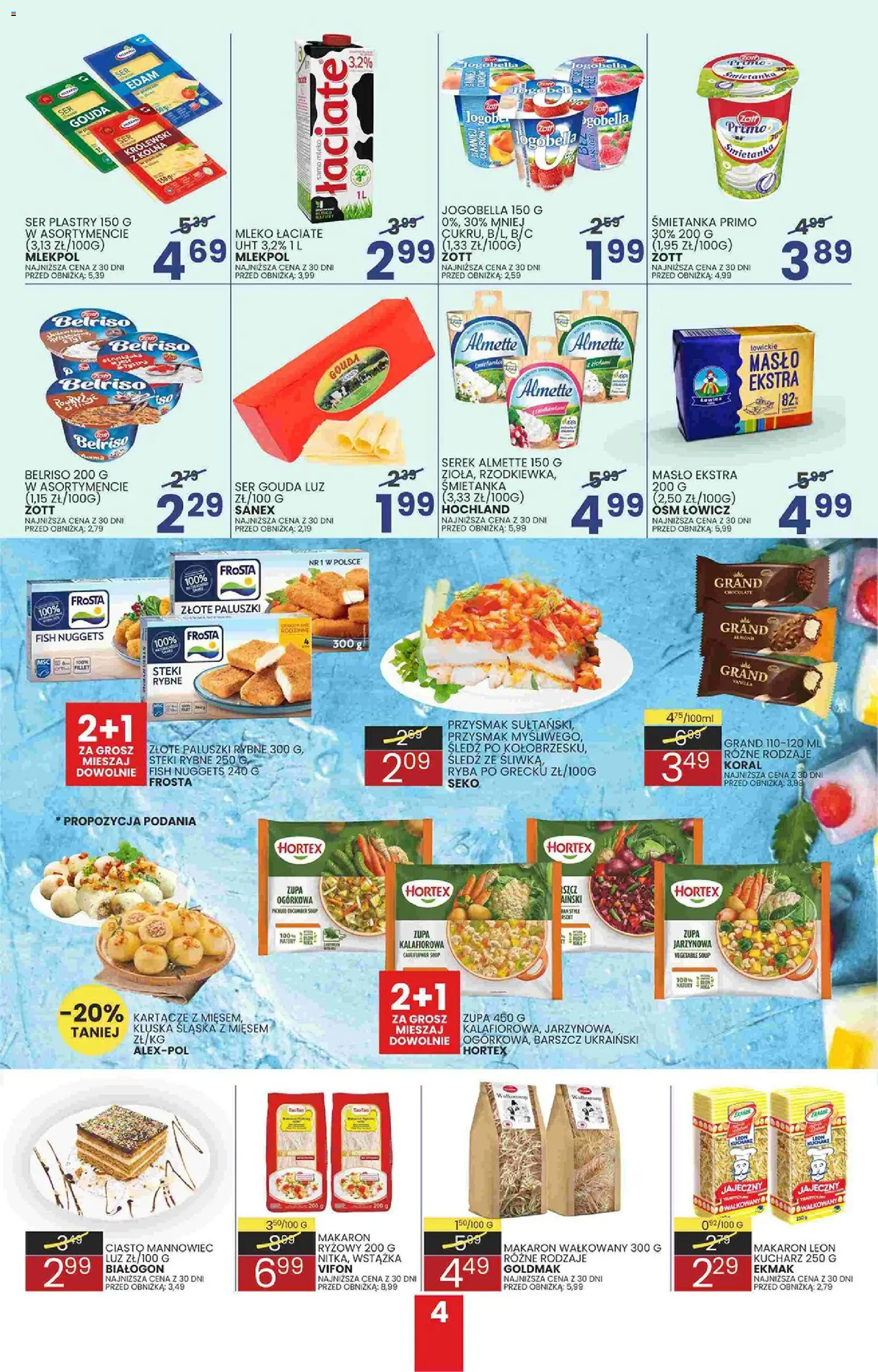 Pogląd gazetki "Wafelek gazetka" ze sklepu Wafelek ważnej od 02.11.2026 - Mleko, Makaron ryżowy, Śledź, Steki, Nuggets, Paluszki rybne, Serek, Serek almette