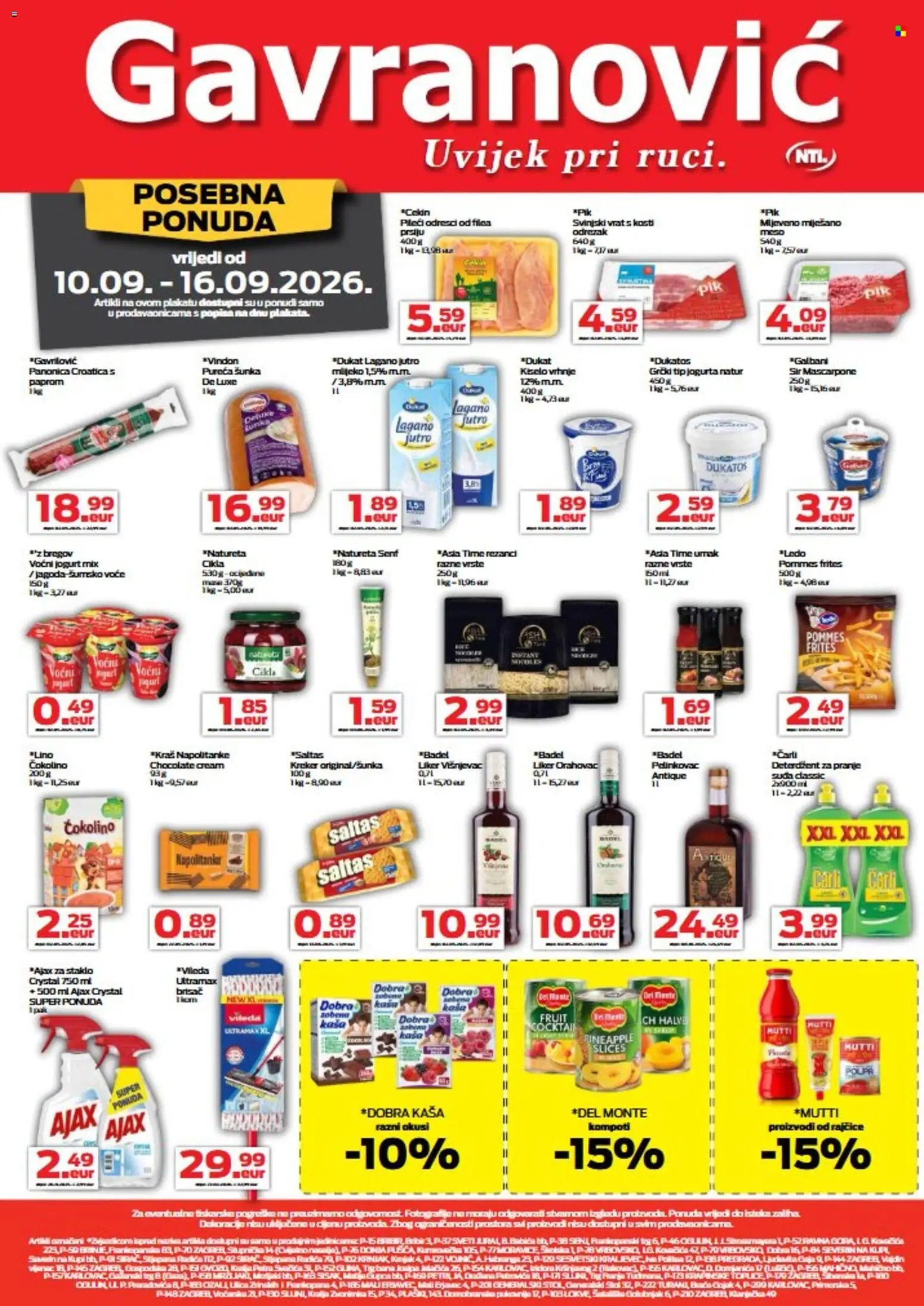 Pregled letka Gavranović Katalog trgovine Gavranović vrijedi od 10.09.2026