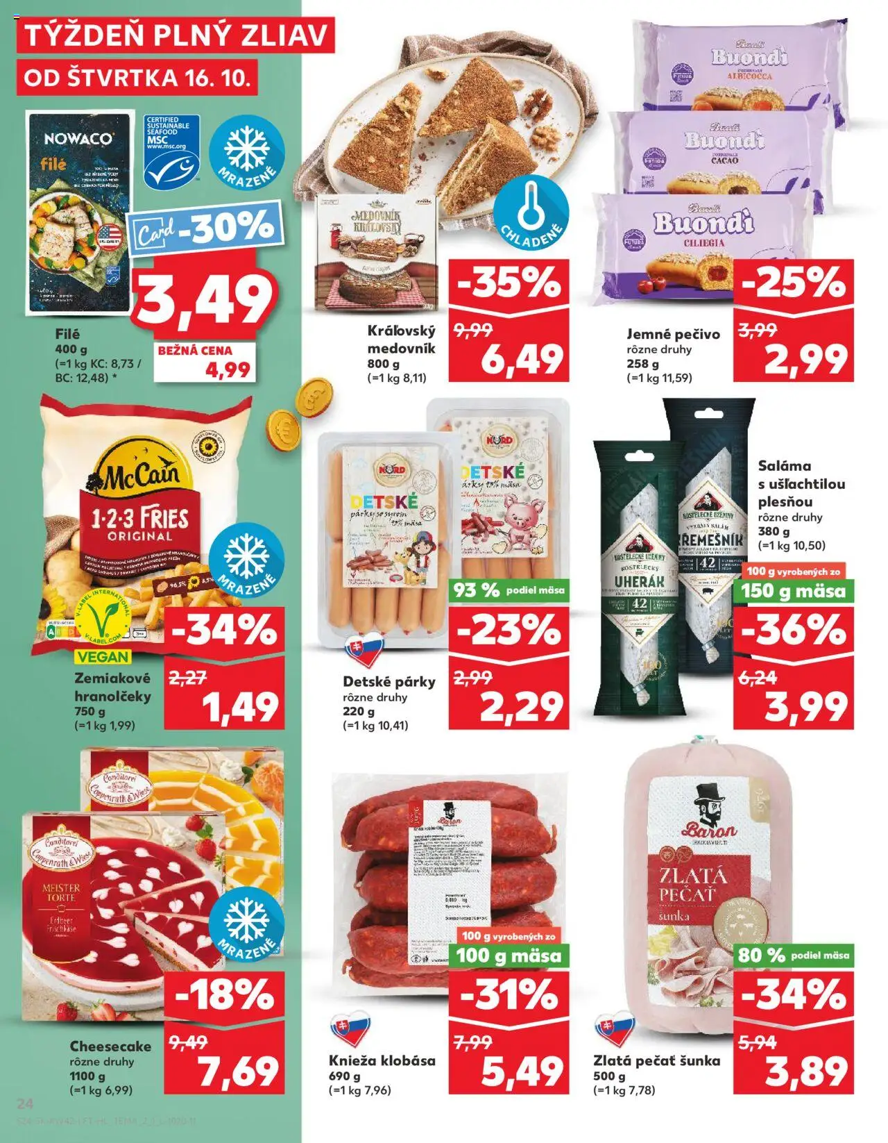 Náhľad Kaufland letáku platného od 16.10.2025 - Medovník, Klobása, Šunka, Párky, Saláma