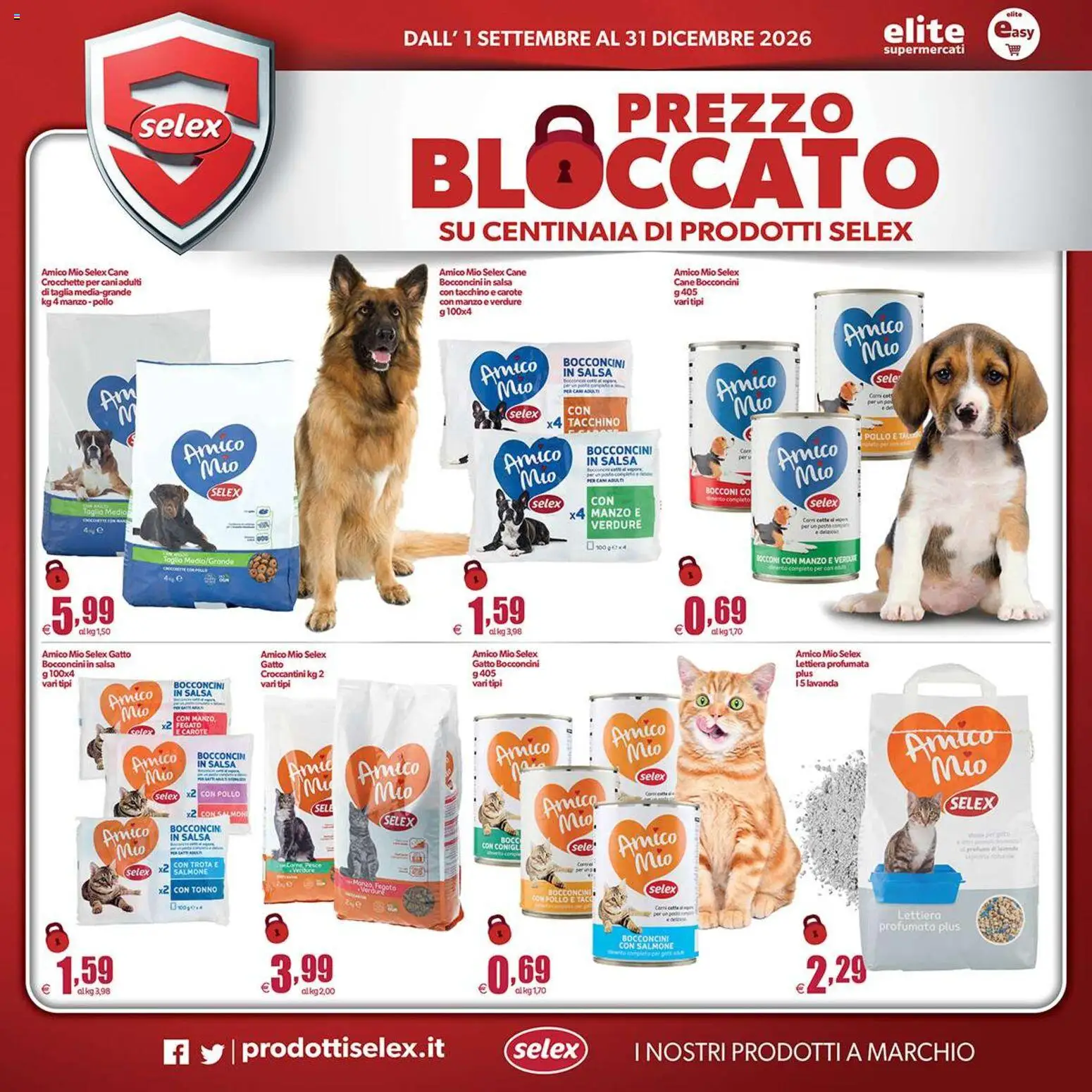 Anteprima dell'opuscolo Elite Supermercati volantino Spesa Difesa Selex dal negozio Elite Supermercati valido da 01/09/2026 - Salmone, Tacchino, Tonno, Lavanda, Manzo, Verdure, Trota, Crocchette