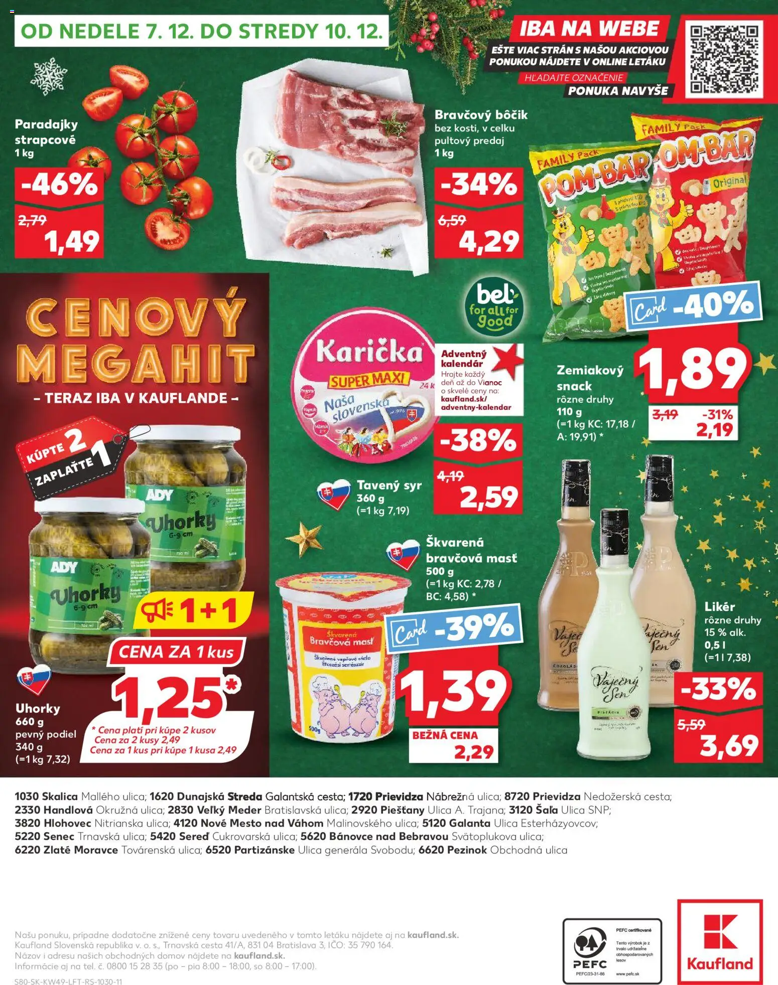 Náhľad Kaufland letáku platného od 04.12.2025 - Syr, Paradajky, Bravčový bôčik, Uhorky