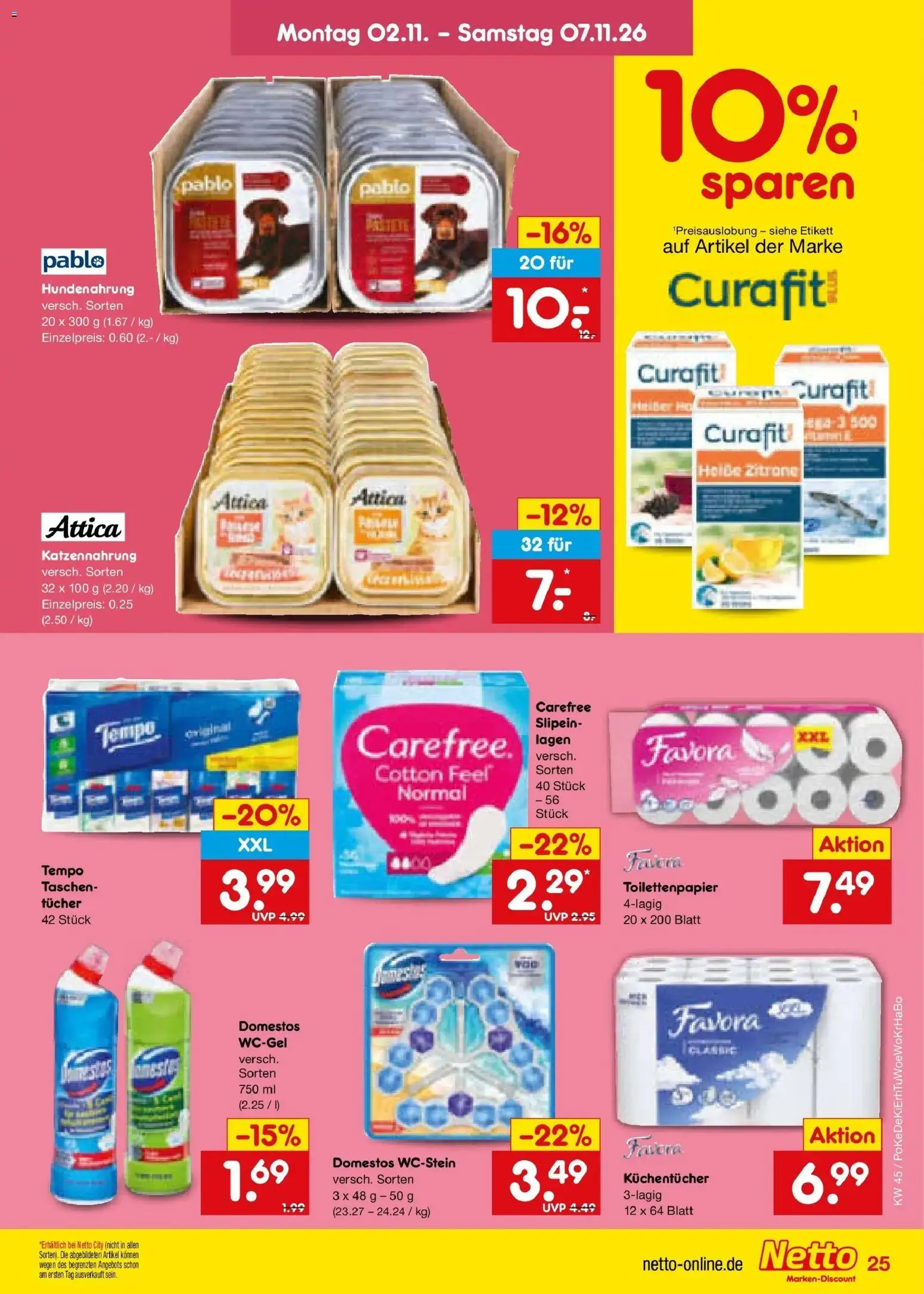 Vorschau von dem Prospekt des Geschäftes Netto Marken-Discount, gültig ab dem 02.11.2026 - Toilettenpapier, Taschen, Zitrone, Tempo