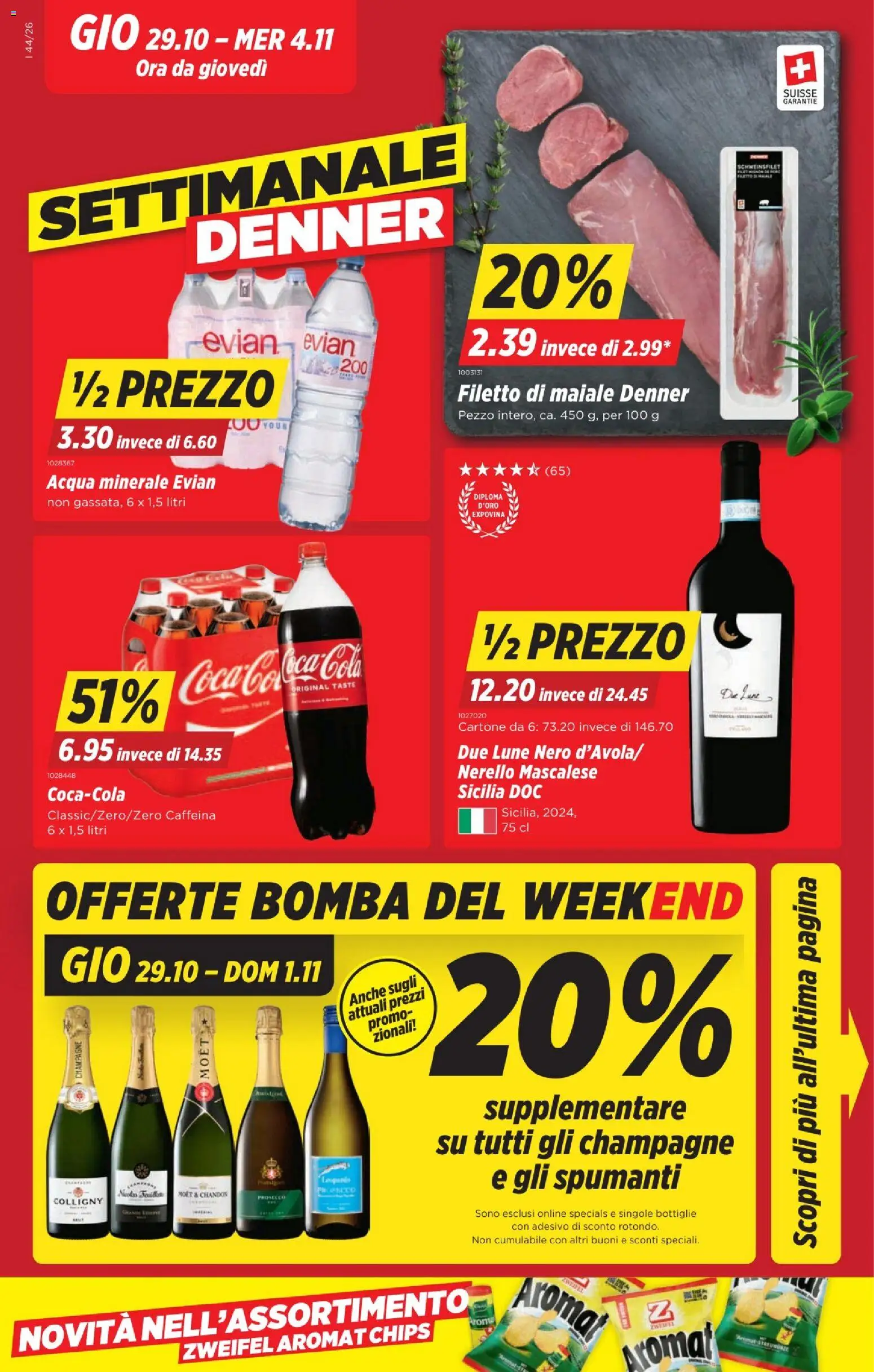 Vorschau des Merkblatts Denner aktionen IT vom Shop Denner gültig von 29.10.2026 bis 04.11.2026 - Prosecco, Chips