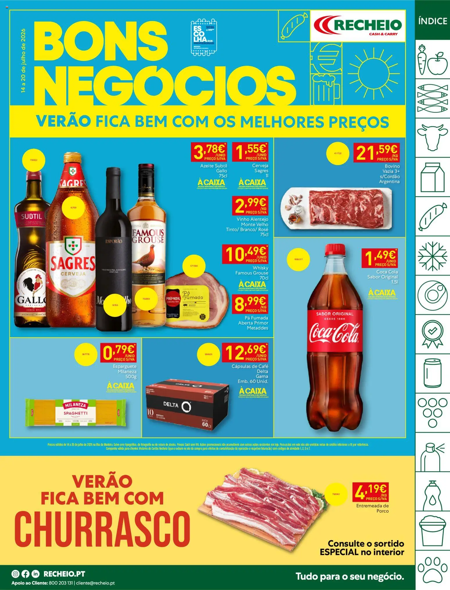 Pré-visualização do folheto da loja Recheio válida a partir de 14/07/2026 - Café, Azeite, Caixa, Cerveja, Pá, Entremeada, Esparguete, Milaneza