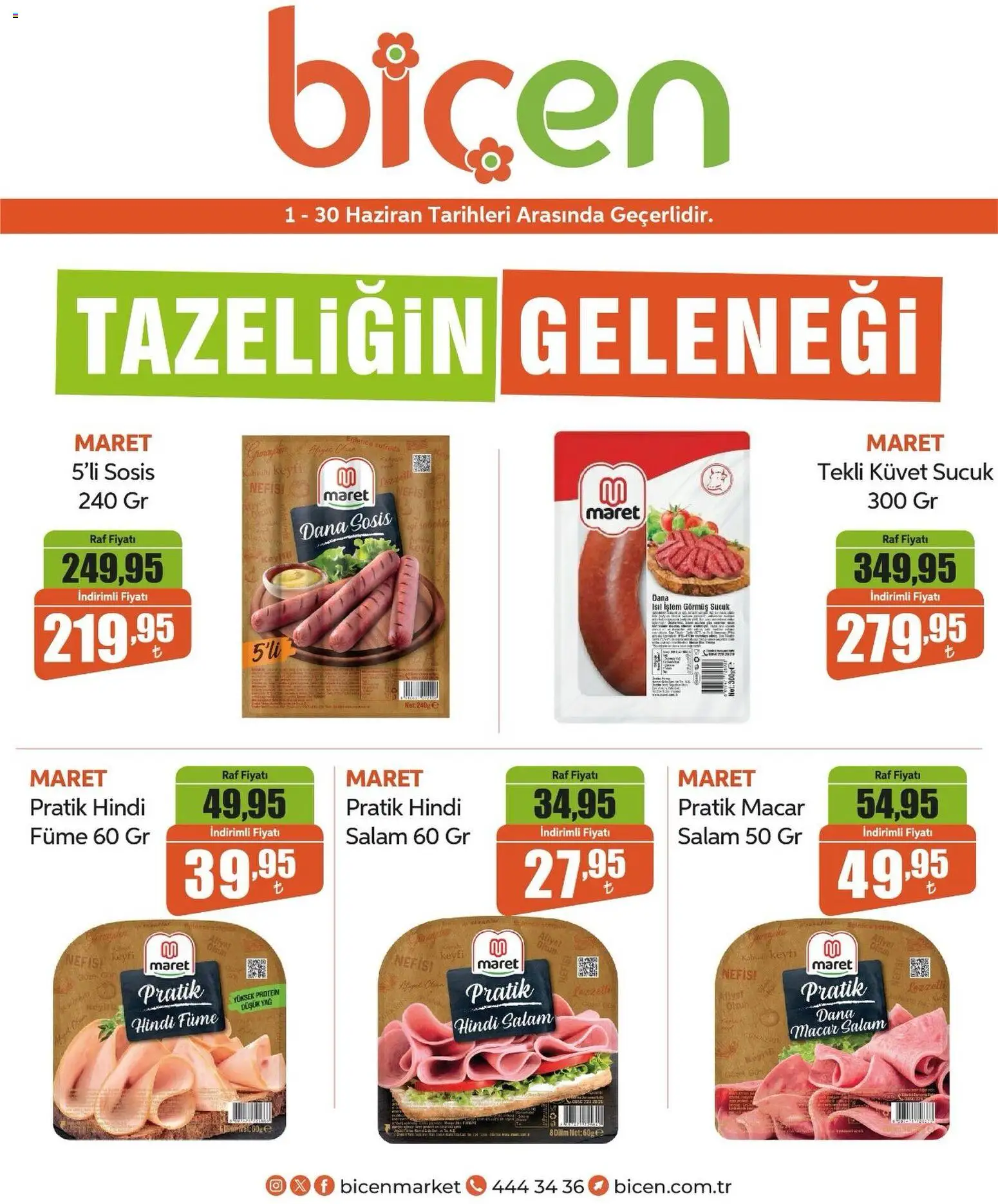 Biçen Market Biçen Market İndirim 01.06.2026 - Broşürünün önizlemesi - Sucuk, Raf, Yağ, Salam, Sosis, Hindi füme