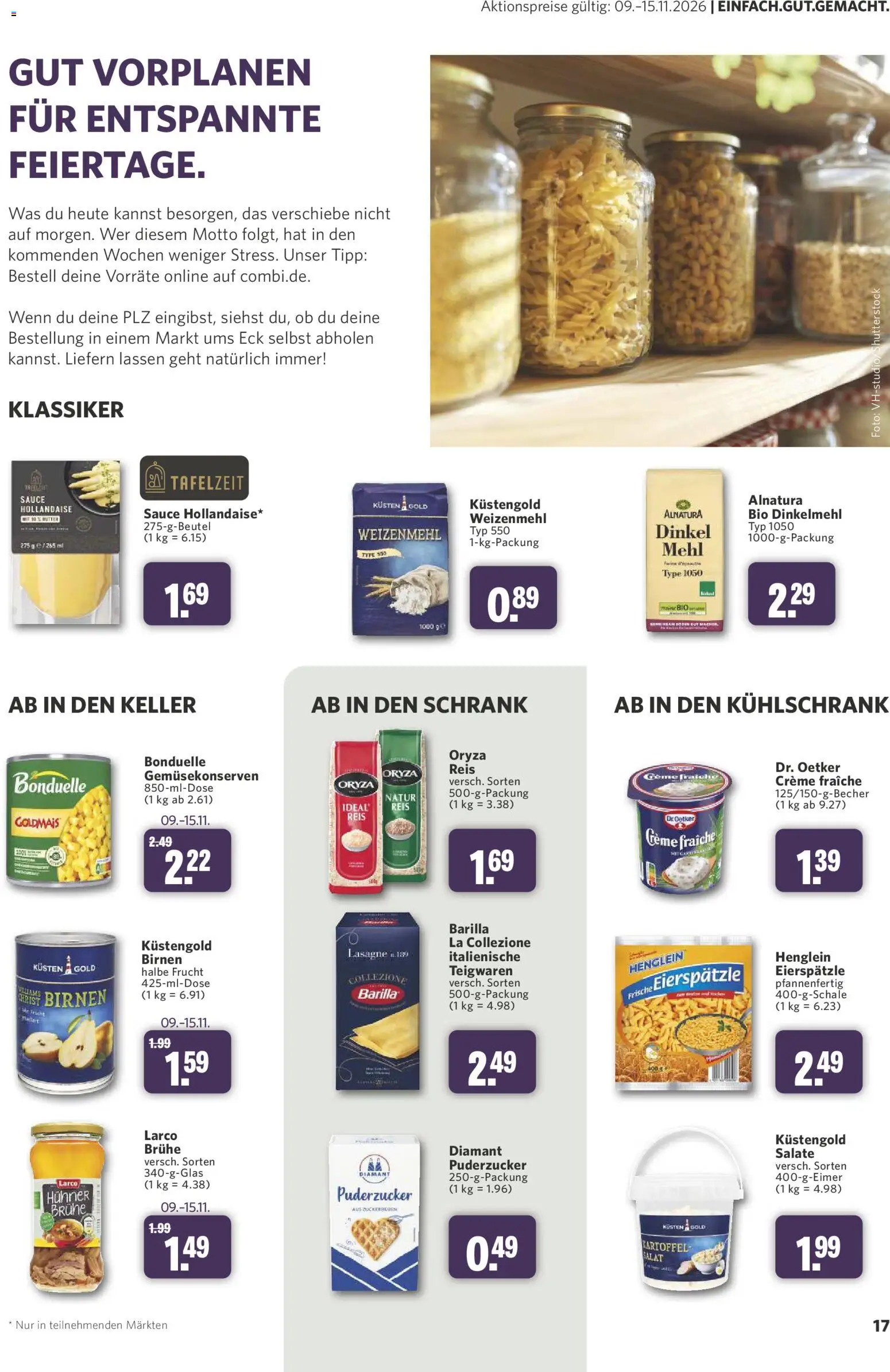 Vorschau von dem Prospekt des Geschäftes Combi, gültig ab dem 31.10.2026 - Kühlschrank, Butter, Lasagne, Mehl, Barilla, Creme, Weizenmehl, Brühe