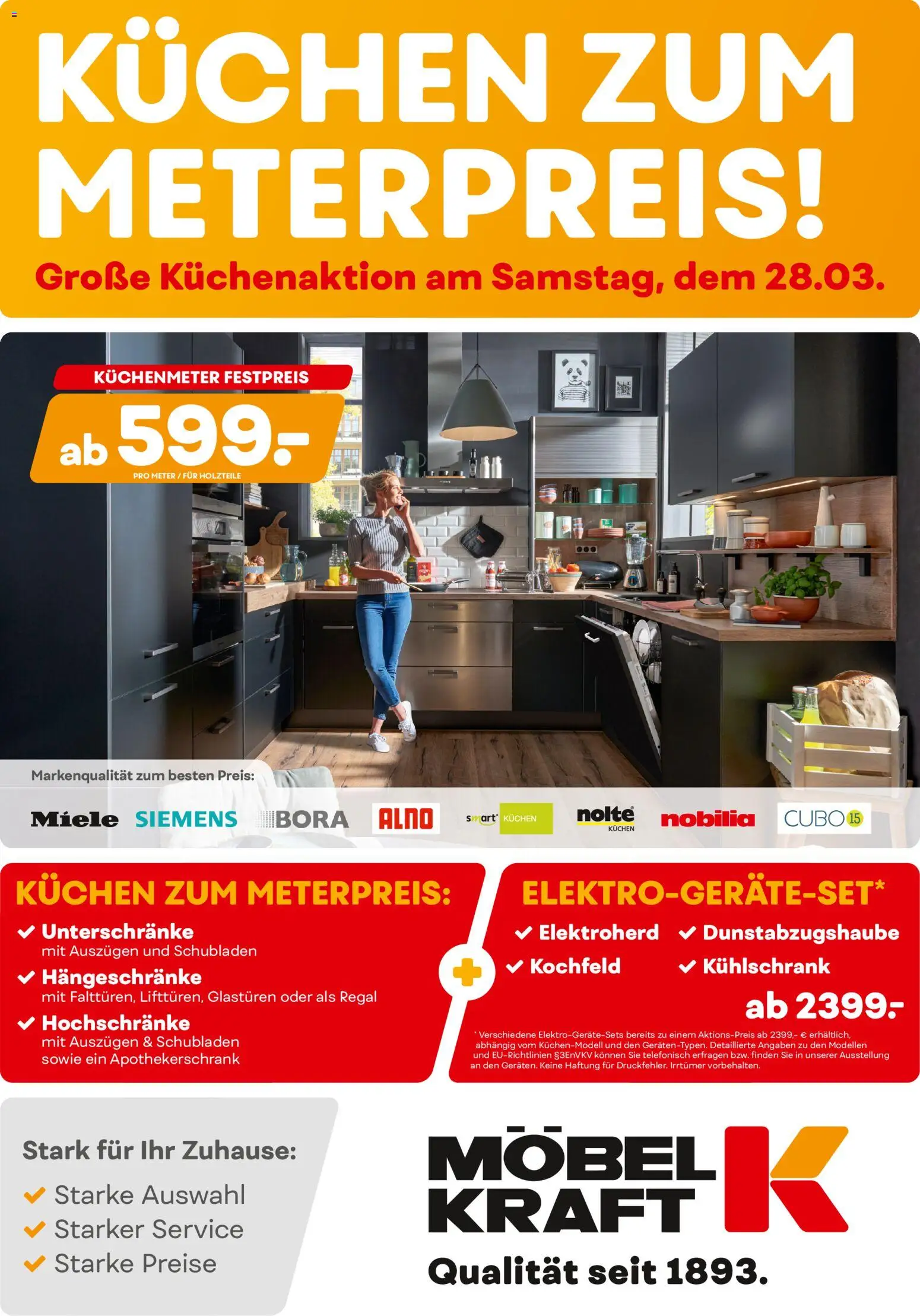Vorschau von dem Prospekt des Geschäftes Möbel Kraft, gültig ab dem 26.06.2026 - Kühlschrank, Kuchen, Siemens, Miele, Regal, Kochfeld