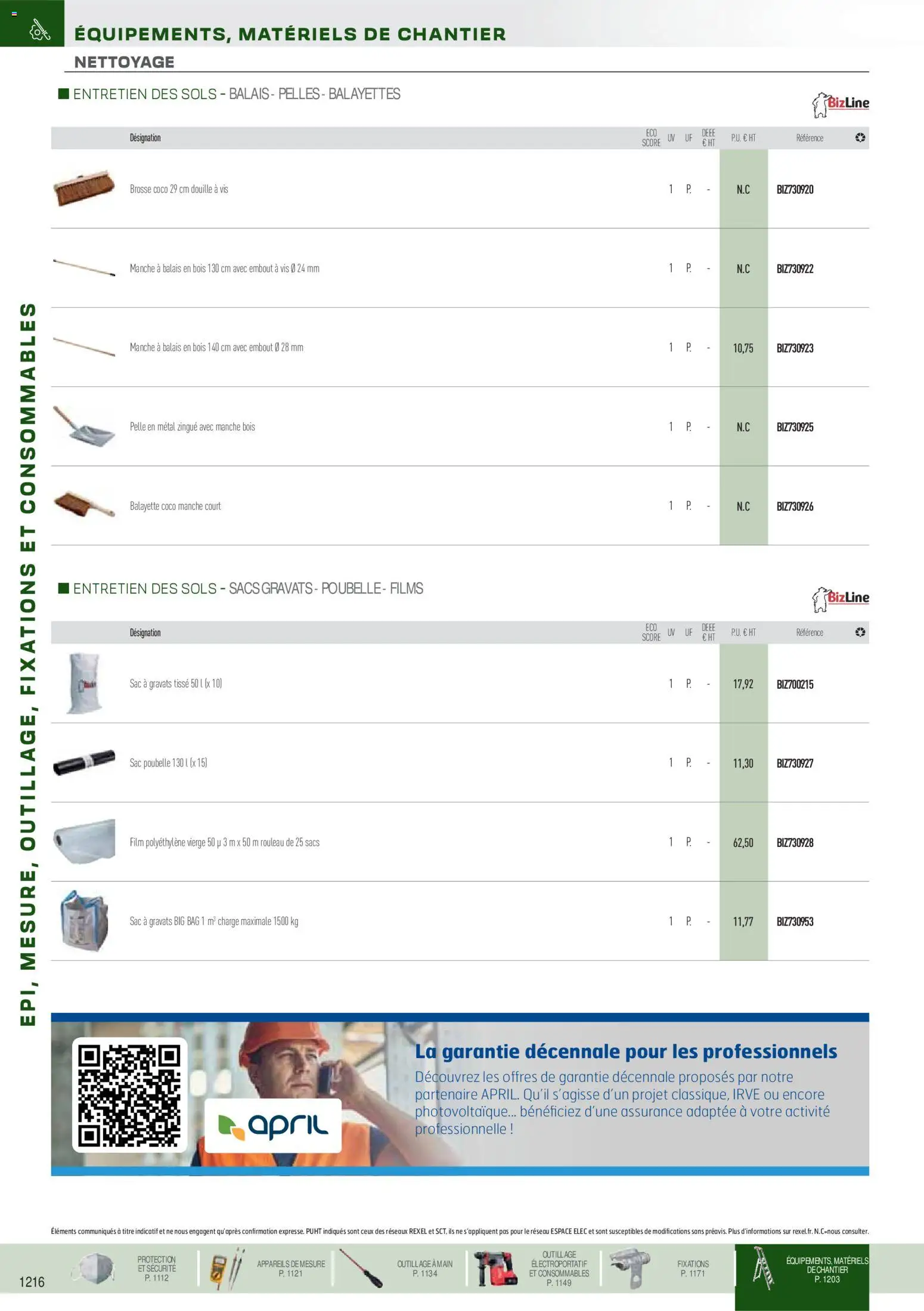 Prévisualisation de Brochure EPI, mesure, outillage, fixations et consommables du magasin Rexel formulaire valide 18/11/2025 - Coco, Poubelle, Sac, Pelle, Douille, Balayette, Brosse, Rouleau