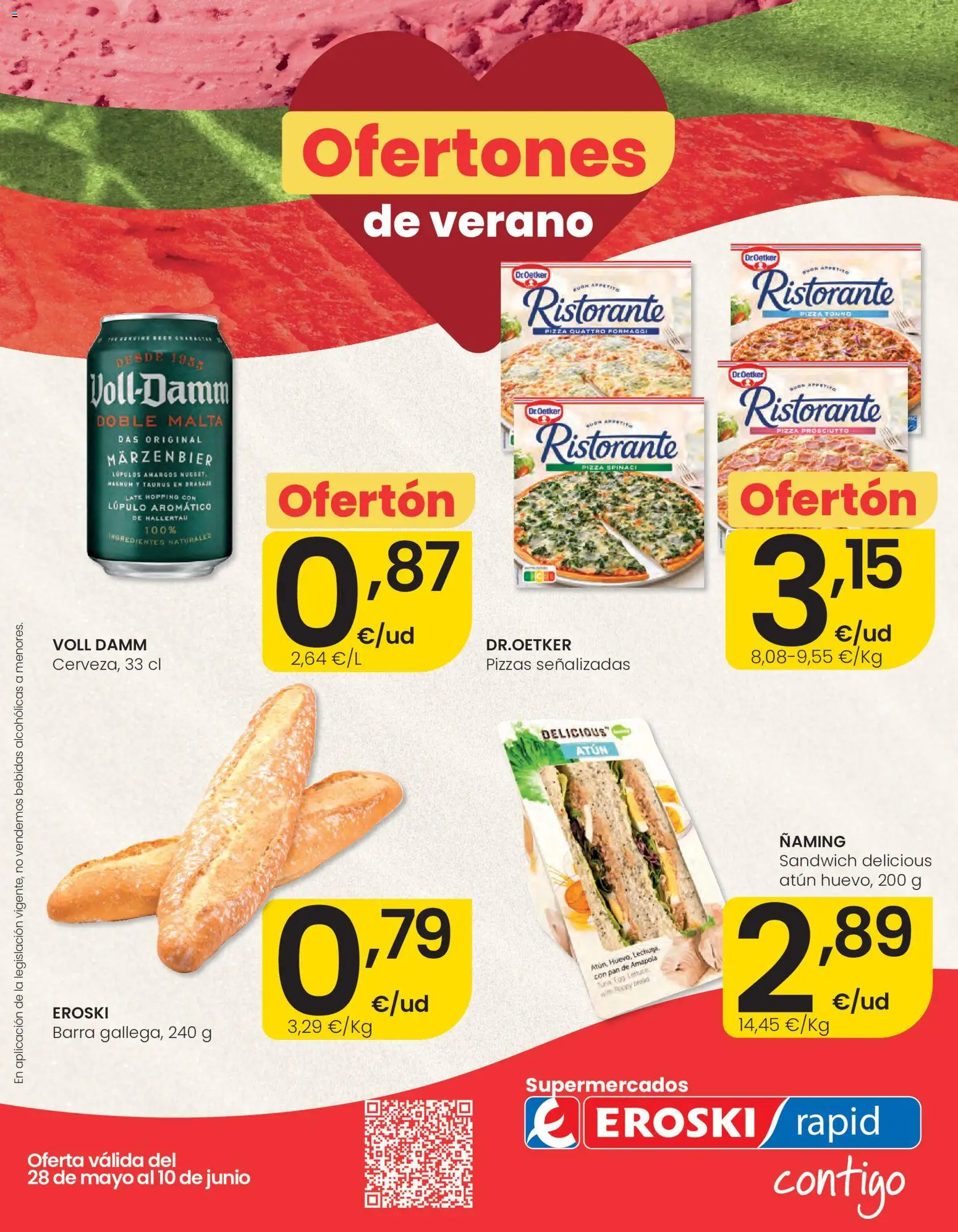 Vista previa del folleto de la tienda Eroski válido desde el 28/05/2026 - Pizza, Pan, Amapola, Atún, Bebidas, Magnum, Ingredientes