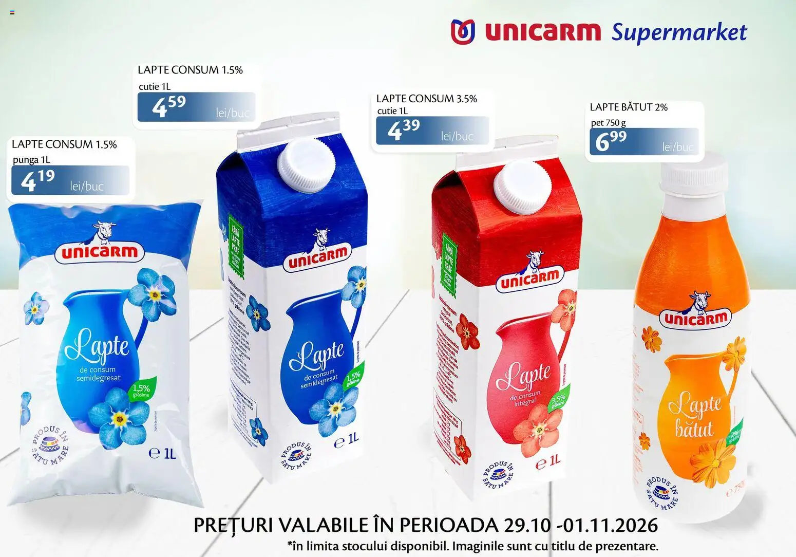 Previzualizarea de cataloage: Unicarm Unicarm Catalog Produse lactate valabil de la 29.10.2026 - Lapte, Cutie, Pungă