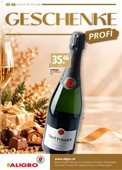 Vorschau des Merkblatts Aligro aktionen Geschenke Schlieren, Gossau SG, Frauenfeld vom Shop Aligro gültig von 02.11.2026 bis 14.11.2026