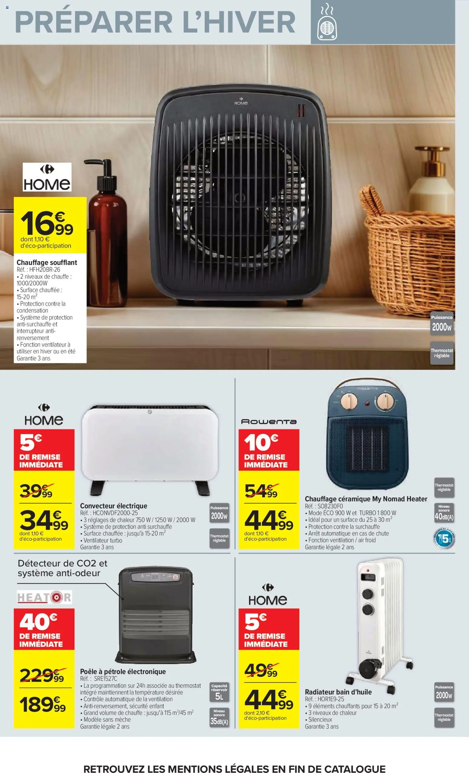 Prévisualisation de Carrefour Vos promos du quotidien du magasin Carrefour formulaire valide 27/10/2026 - Ventilateur, Poêle, Rowenta, Interrupteur, Radiateur, Poêle à pétrole, Convecteur, Poêle à pétrole électronique