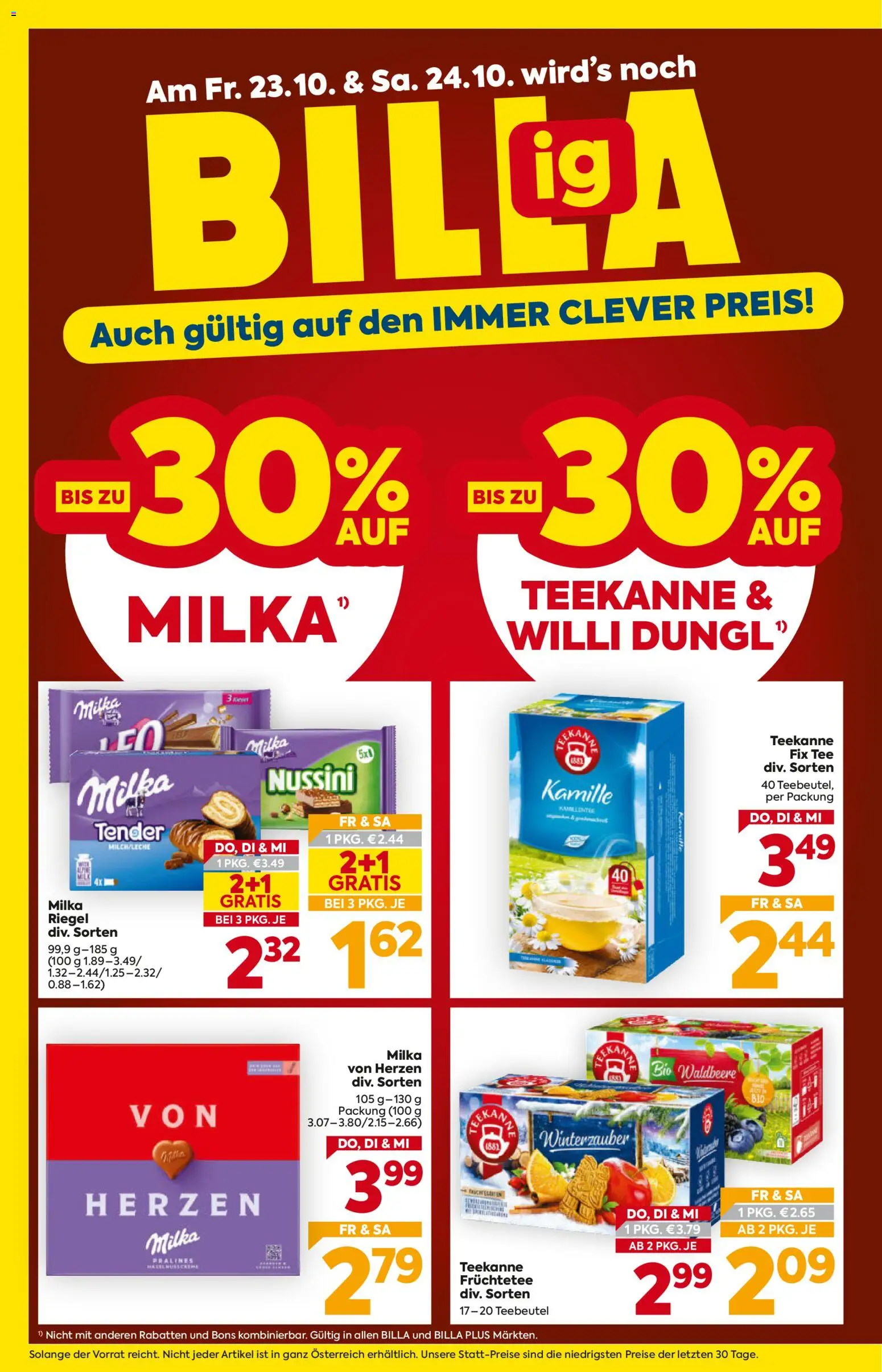 Billa AT - Billa AT Wien megtekintése, amely érvényes 2026.10.22.-től - Milka, Teekanne
