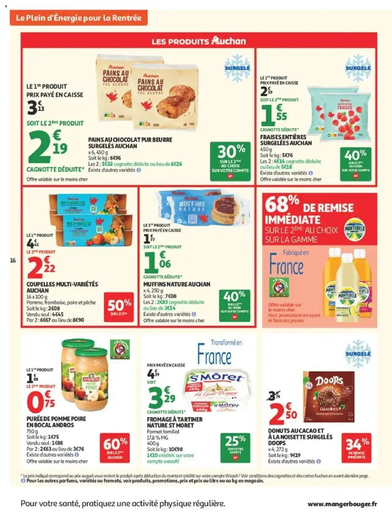 Prévisualisation de Auchan Ménage rentrée hypers du magasin Auchan formulaire valide 08/09/2026 - Fromage, Chocolat, Pomme, Muffins, Pêche, Beurre, Poire, Cacao
