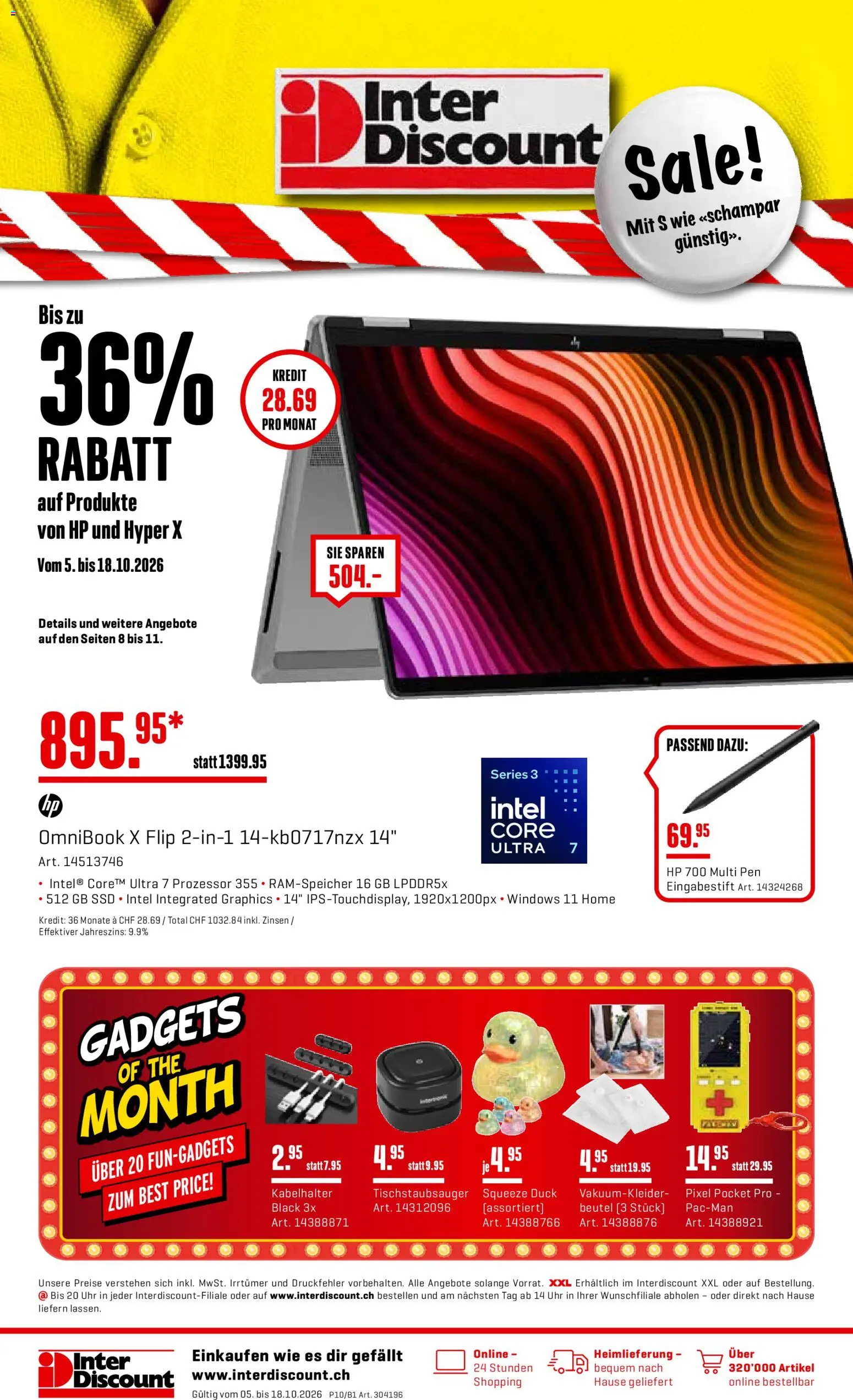 Vorschau des Merkblatts Interdiscount aktionen vom Shop Interdiscount gültig von 05.10.2026 bis 18.10.2026 - Uhr, HP