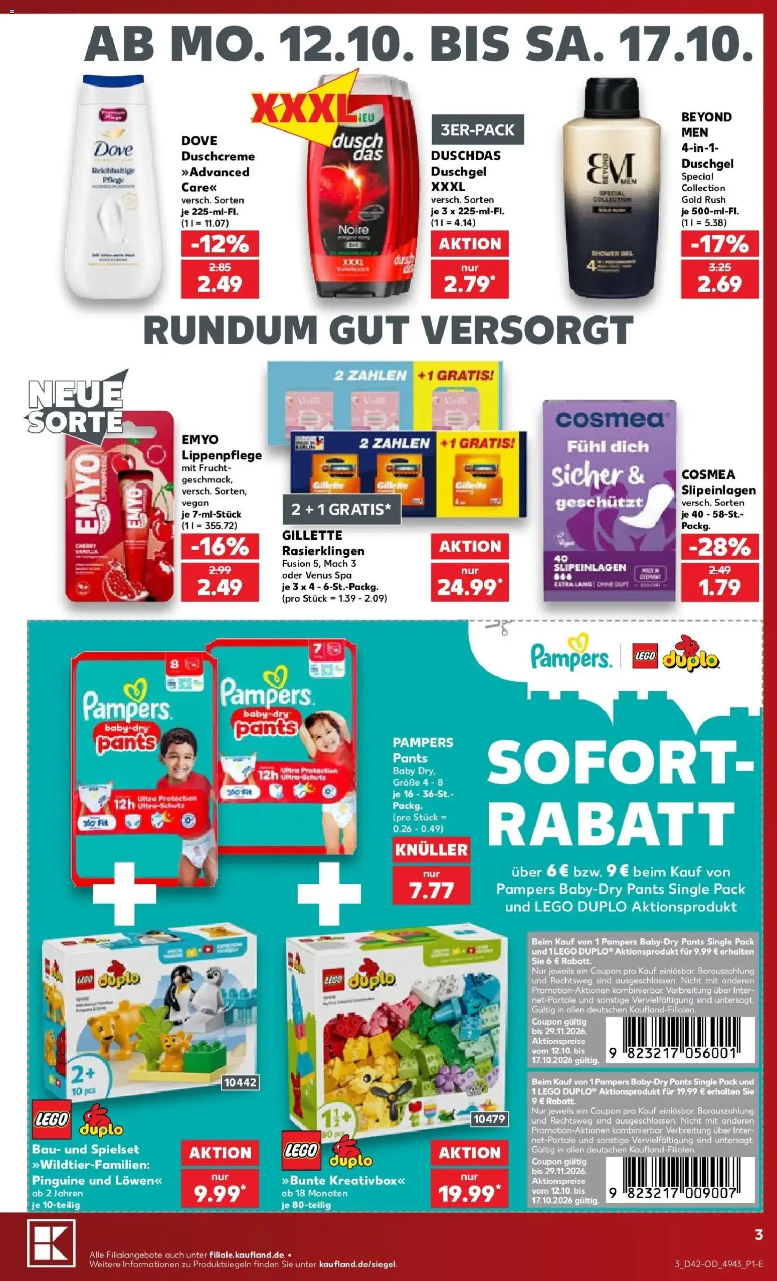 Vorschau von dem Prospekt des Geschäftes Kaufland, gültig ab dem 12.10.2026 - Pampers, Duschgel, Duschdas, Duschcreme