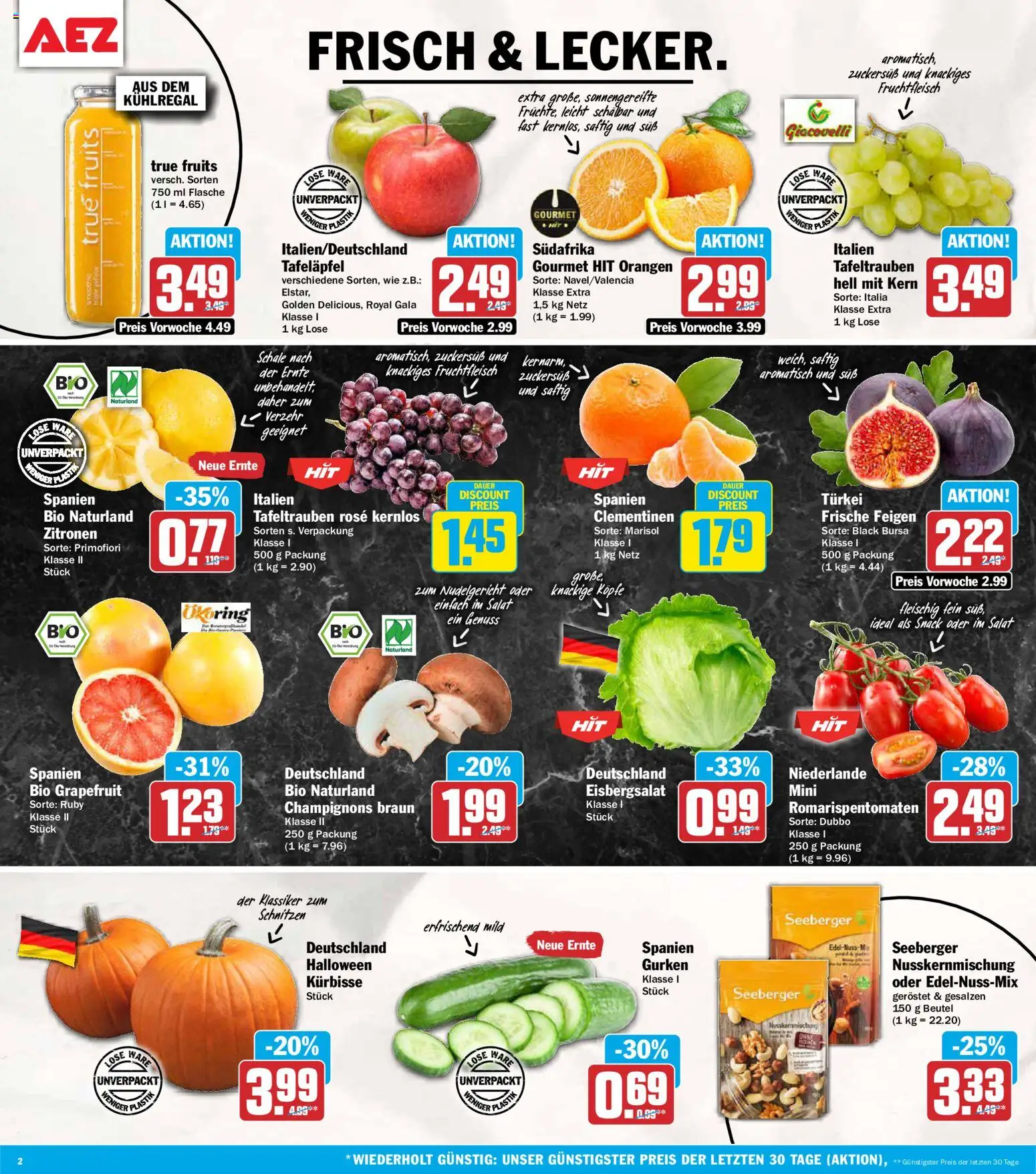 Vorschau von dem Prospekt des Geschäftes AEZ, gültig ab dem 05.10.2026 - Salat, Grapefruit, Champignons, Gurken, Zitronen, Feigen, Eisbergsalat, Orangen