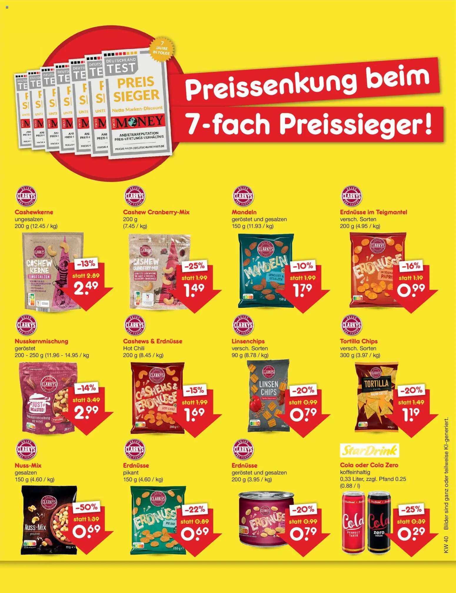 Vorschau von dem Prospekt des Geschäftes Netto Marken-Discount, gültig ab dem 02.10.2026 - Bilder, Chips, Cola, Mandeln, Chili, Erdnüsse, Cashew