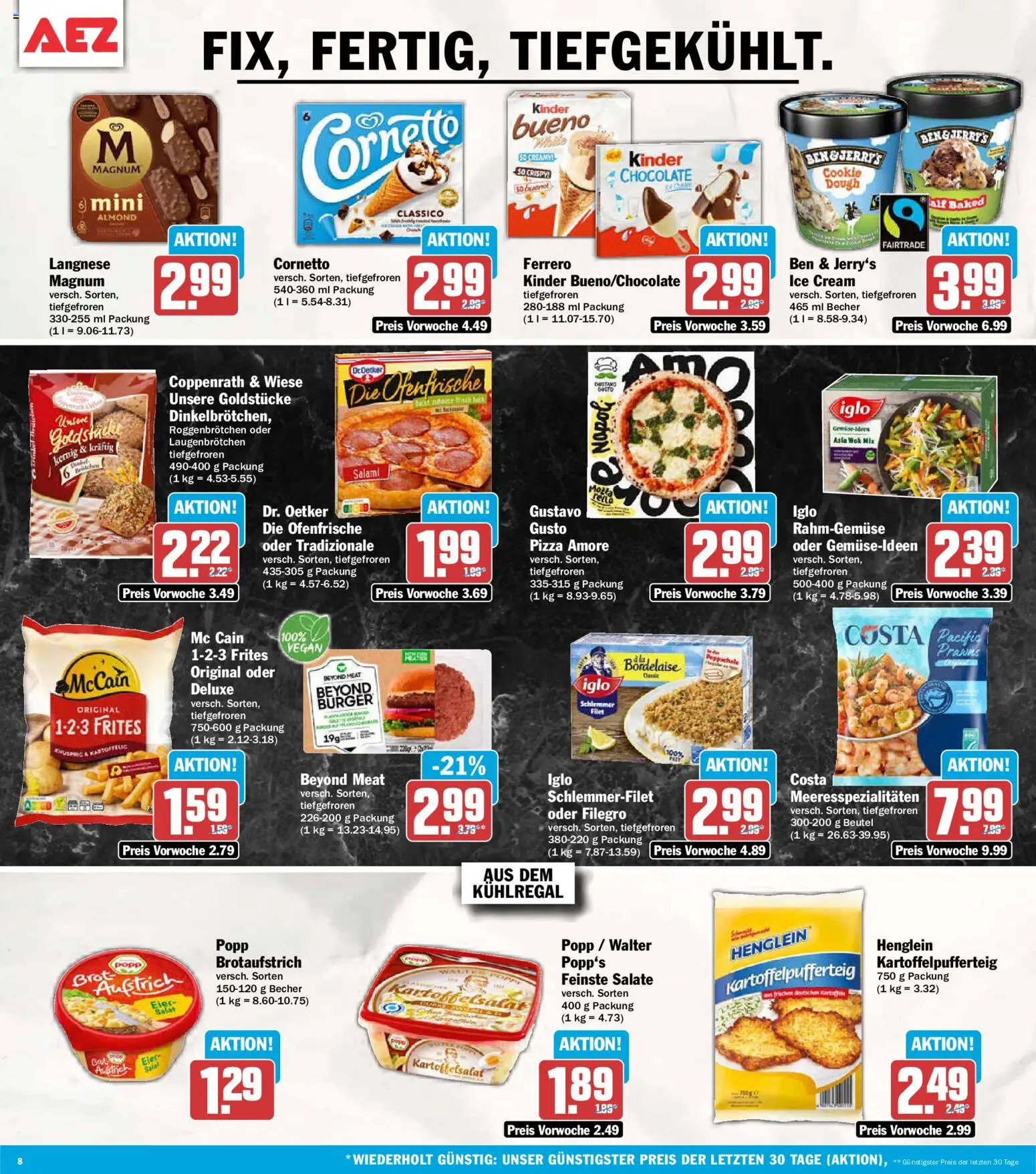 Vorschau von dem Prospekt des Geschäftes AEZ, gültig ab dem 26.10.2026 - Pizza, Burger, Salat, Brot, Salami, Wok, McCain, Ofenfrische