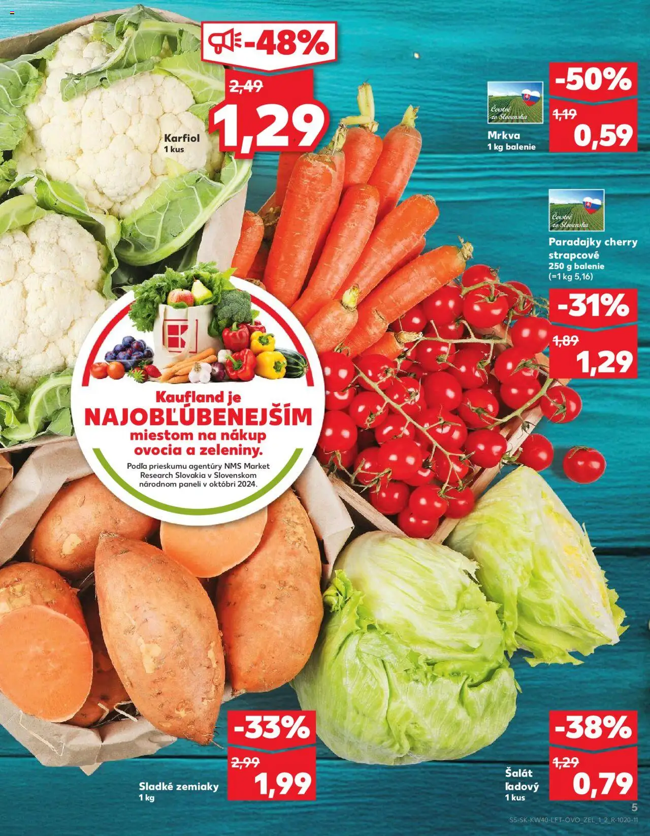 Náhľad Kaufland letáku platného od 02.10.2025 - Šalát, Paradajky, Karfiol, Mrkva, Zemiaky