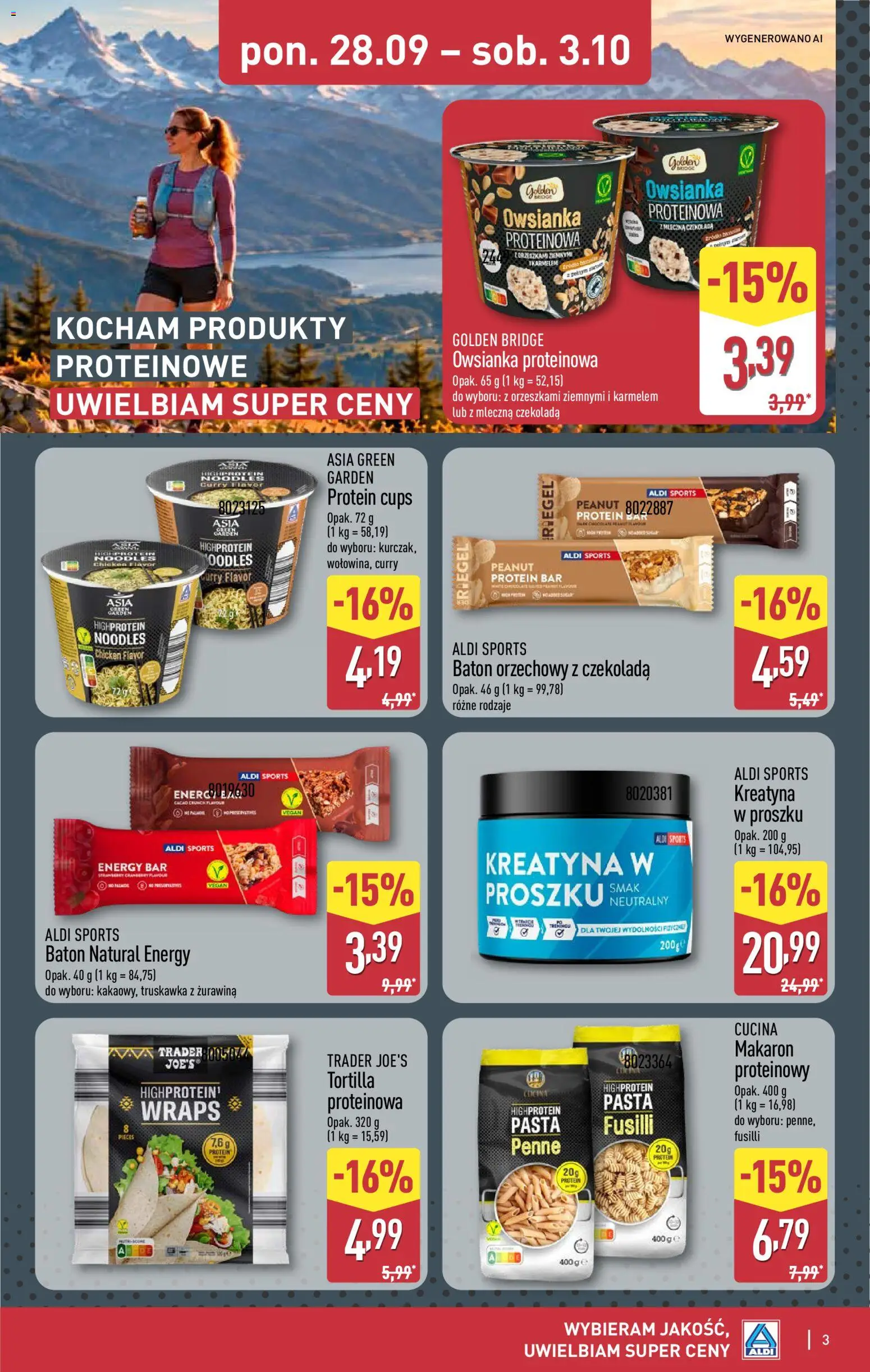 Pogląd gazetki "Aldi gazetka - Produkty proteinowe" ze sklepu Aldi ważnej od 28.09.2026