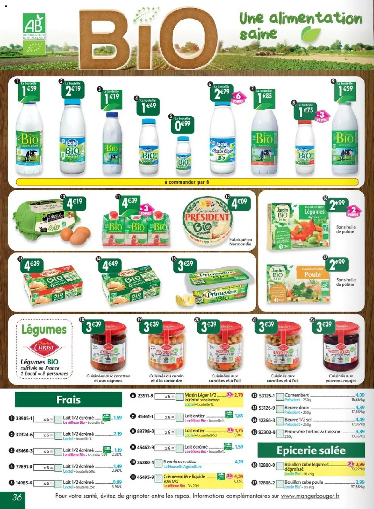 Prévisualisation de Maximo catalogue epicerie du magasin Maximo formulaire valide 24/08/2026 - Carottes, Beurre, Camembert, Crème, Bouteille, Haricots, Crème entière liquide, Beurre doux