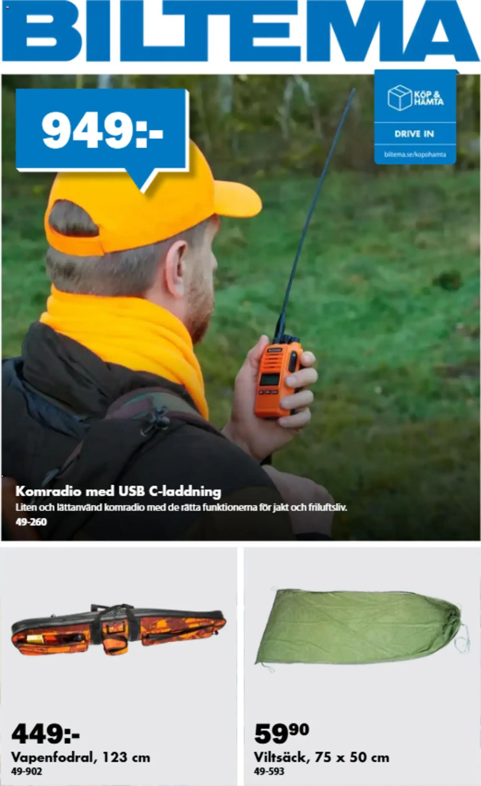 Förhandsgranska reklamblad Biltema erbjudanden jakt från butik Biltema gäller från 19/08/2026
