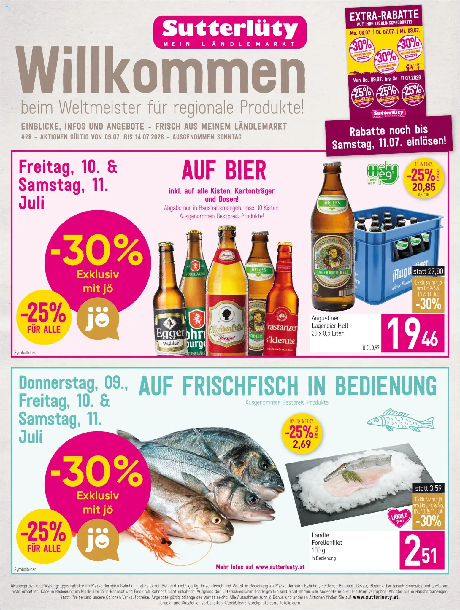 Vorschau der Angebote: Sutterlüty Sutterlüty Flugblatt gültig ab 09.07.2026 - Bier, Wurst, Käse