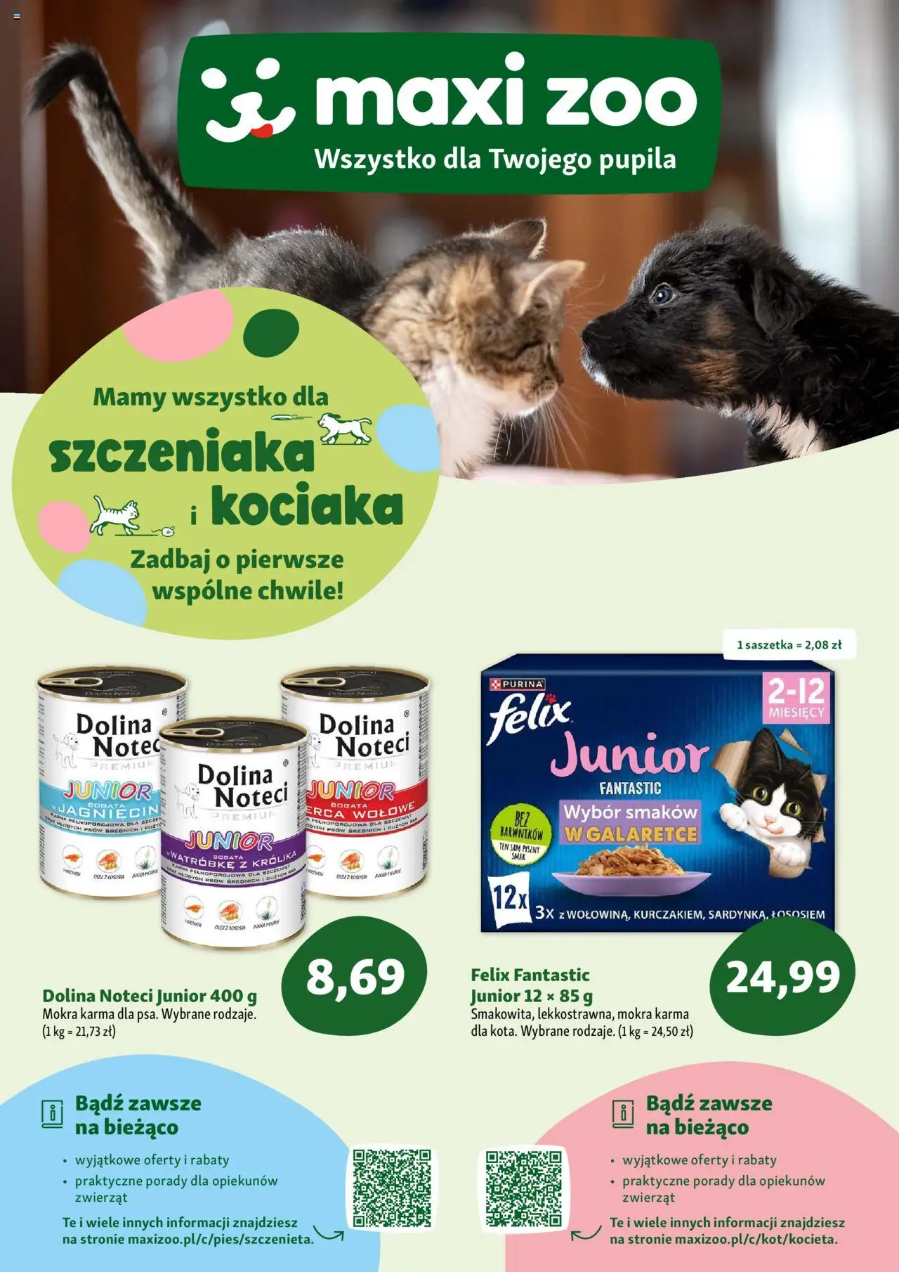 Pogląd gazetki "Szczeniaki i kociaki" ze sklepu Maxi Zoo ważnej od 01.04.2025