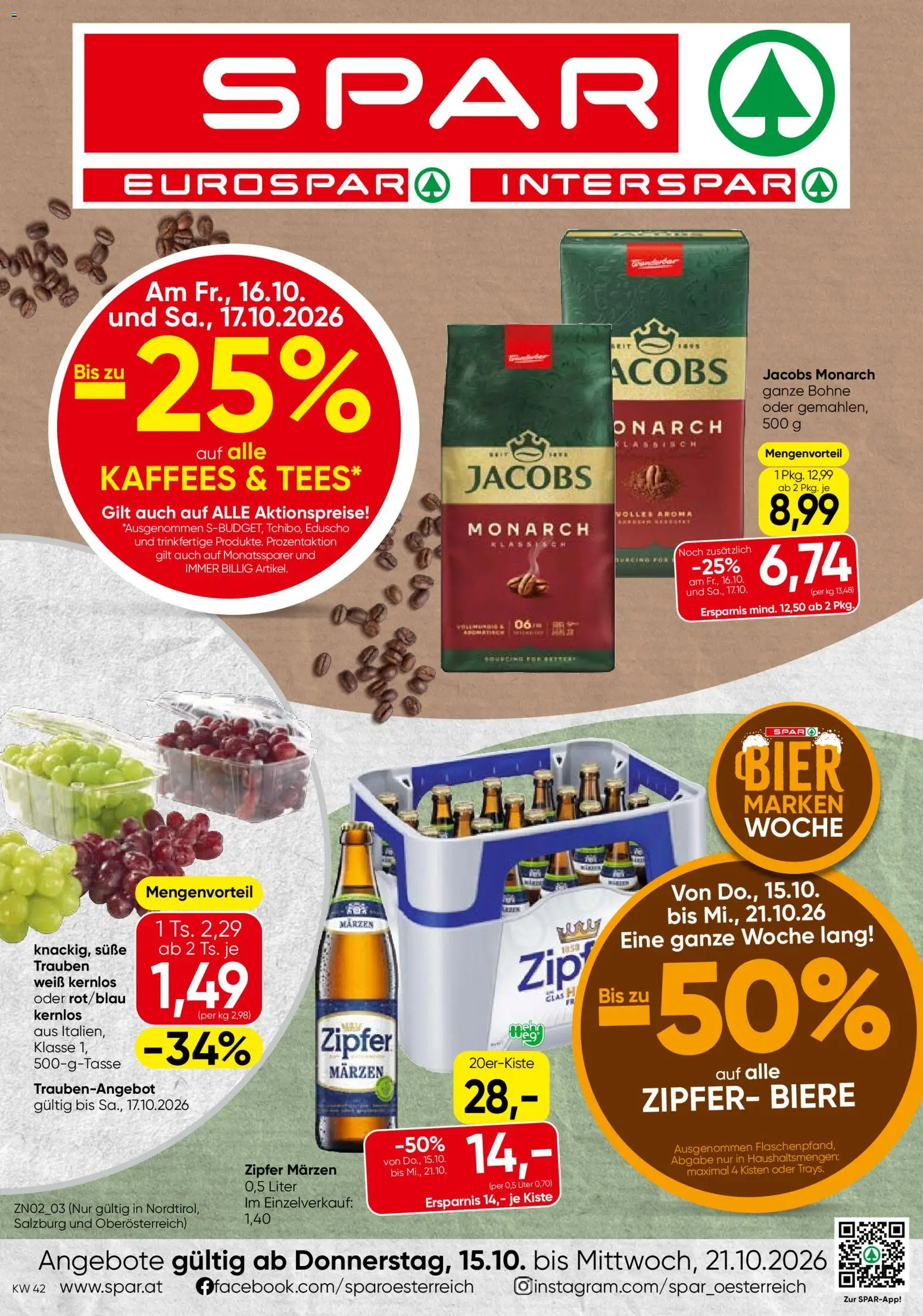 Vorschau der Angebote: Spar Spar Flugblatt gültig ab 15.10.2026 - Bier, Bohne