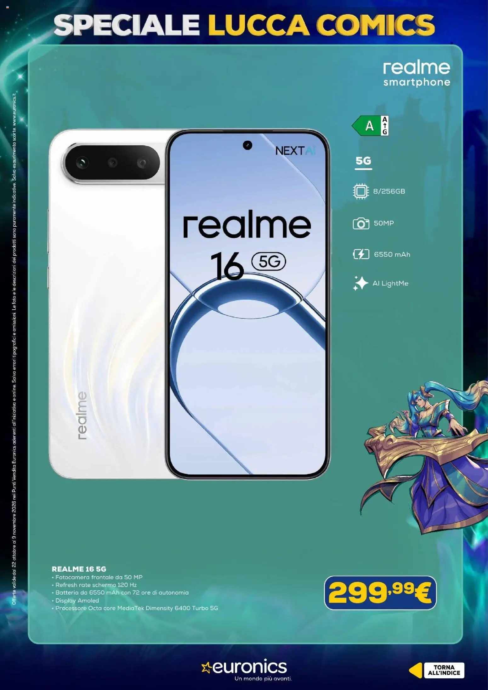 Anteprima dell'opuscolo Euronics volantino Lucca Comics dal negozio Euronics valido da 22/10/2026 - Smartphone, Batteria, Fotocamera, Schermo