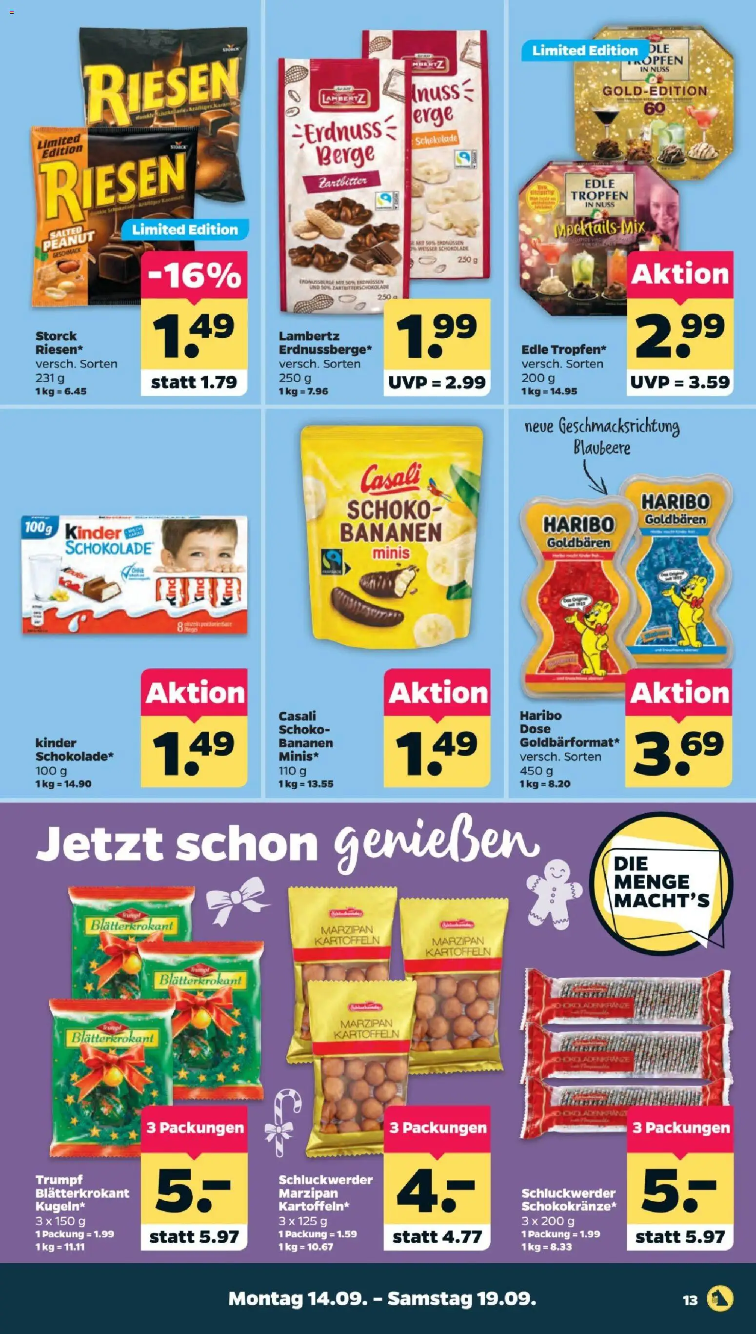 Vorschau von dem Prospekt des Geschäftes Netto, gültig ab dem 14.09.2026 - Schokolade, Haribo, Bananen, Kartoffeln