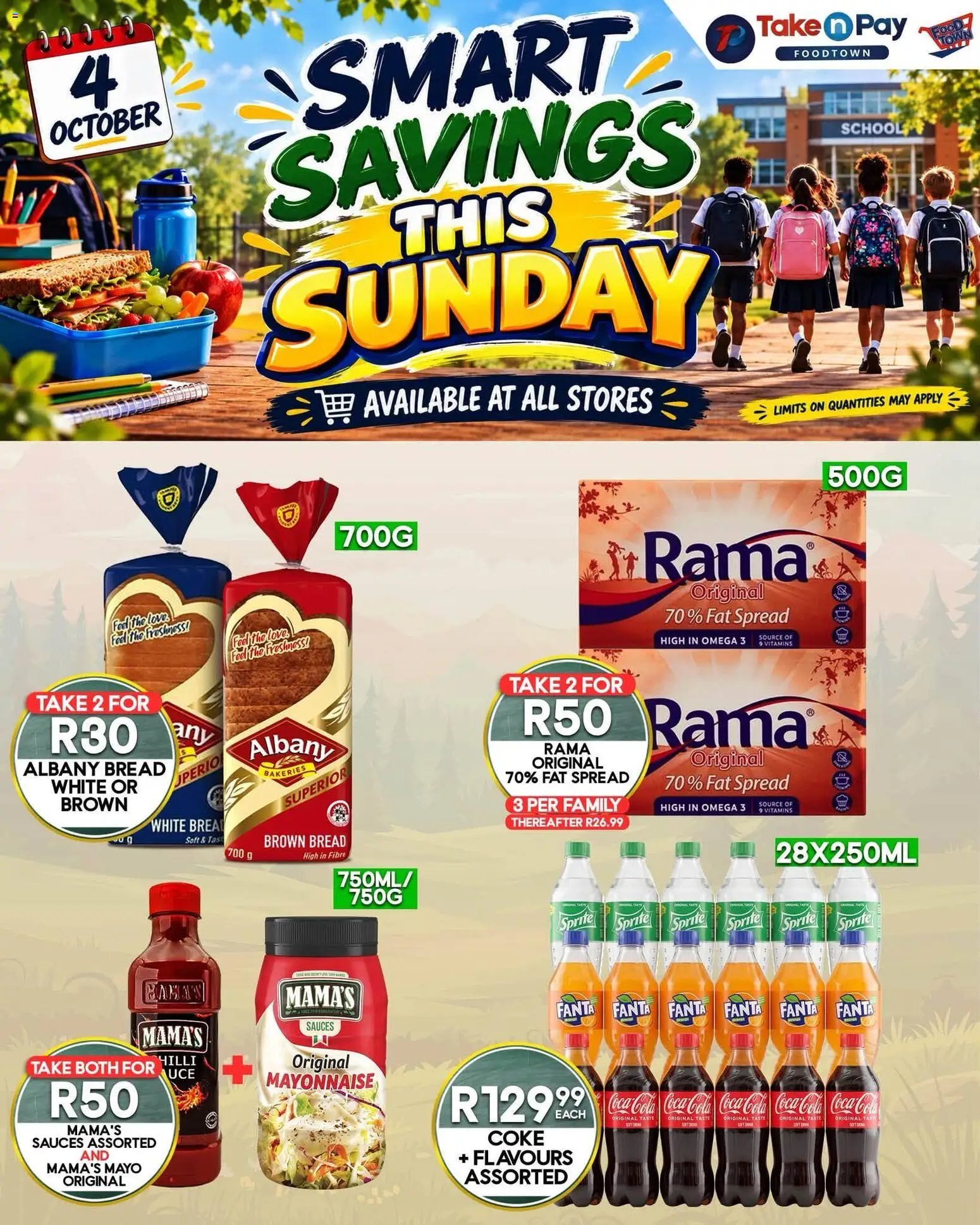Preview of Take n Pay flyer valid from 04/10/2026 - Salt, Coke, Omega 3, Mayonnaise, Sprite, Sauces, Spread, Fat spread