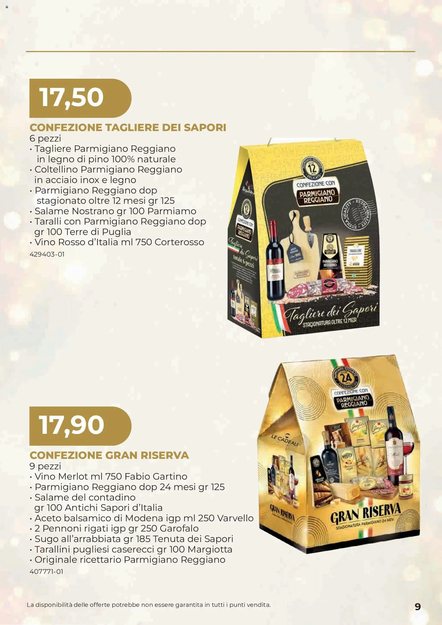 Anteprima dell'opuscolo Sogegross volantino Strenne dal negozio Sogegross valido da 27/10/2026 - Parmigiano reggiano, Salame, Taralli, Tagliere, Sugo, Vino rosso, Garofalo, Aceto