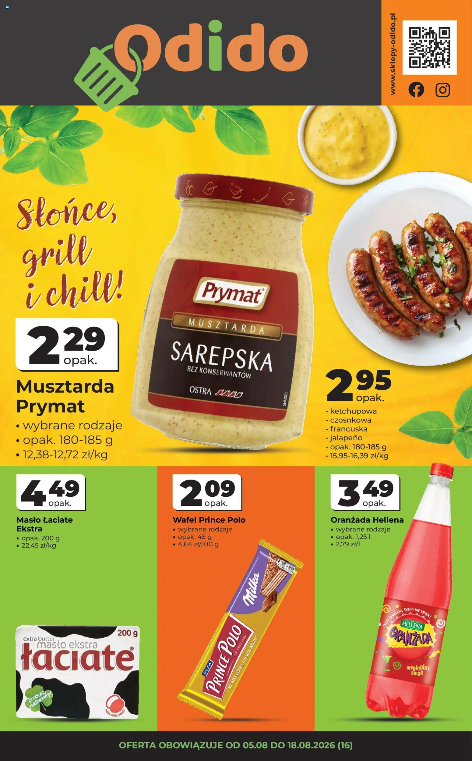 Pogląd gazetki "Odido gazetka" ze sklepu Odido ważnej od 05.08.2026 - Masło, Grill, Prince polo, Milka, Jalapeno, Musztarda, Oranżada, Oranżada hellena