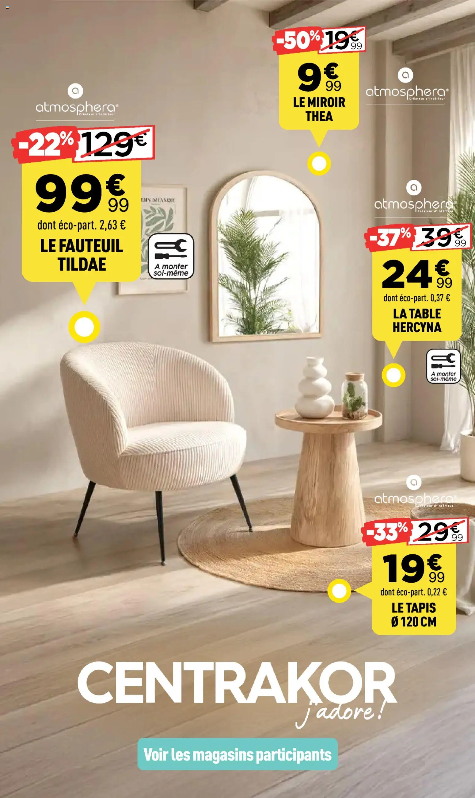 Prévisualisation de Centrakor catalogue du magasin Centrakor formulaire valide 13/04/2026 - Fauteuil, Miroir, Tapis, Table