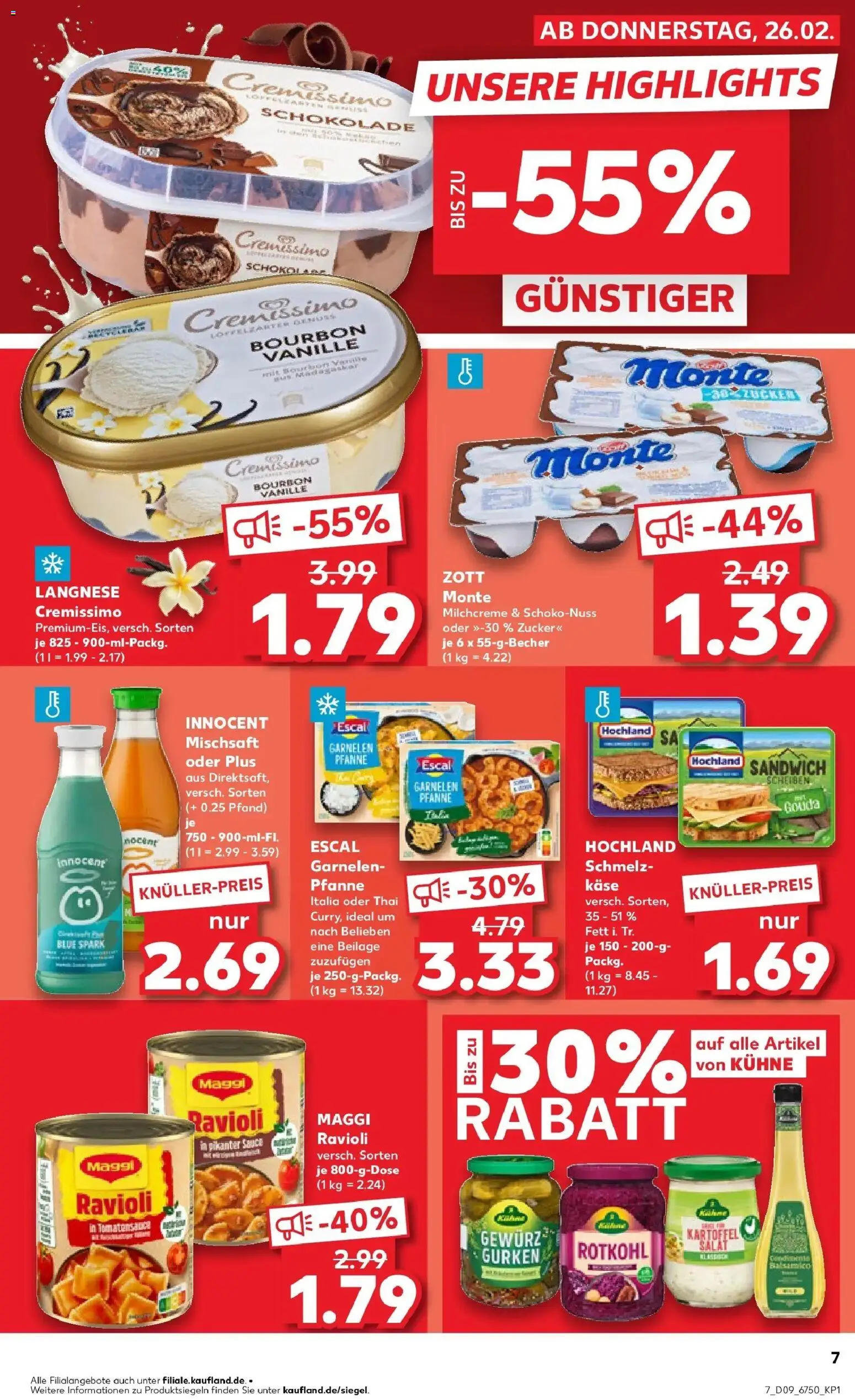 Vorschau von dem Prospekt des Geschäftes Kaufland, gültig ab dem 26.02.2026 - Rotkohl, Zucker, Balsamico, Gouda, Vanille, Bourbon, Langnese, Cremissimo