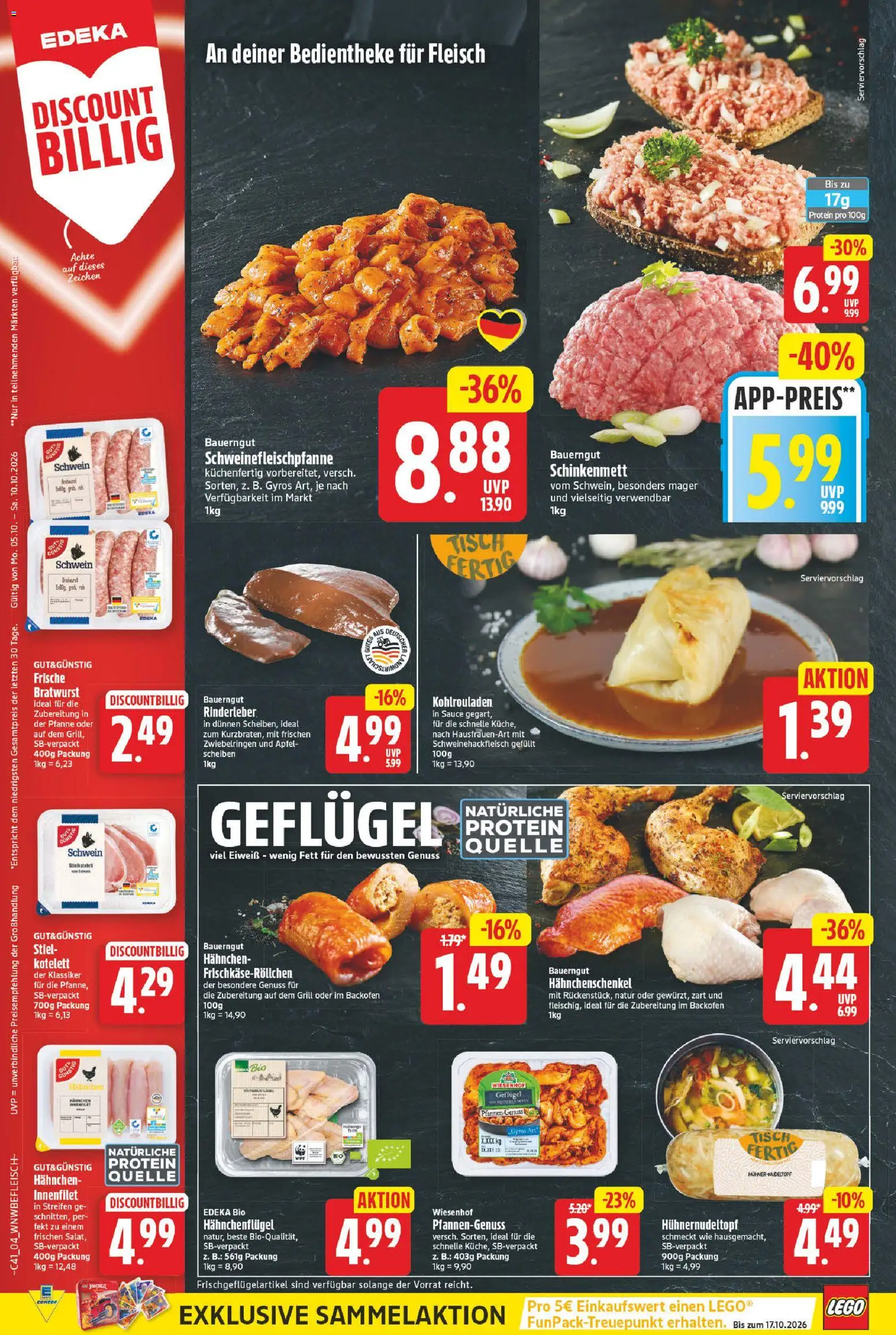 Vorschau von dem Prospekt des Geschäftes E center, gültig ab dem 05.10.2026 - Äpfel, Gyros, Grill, Bratwurst, Backofen, Tisch, Hahnchenschenkel, Bauerngut