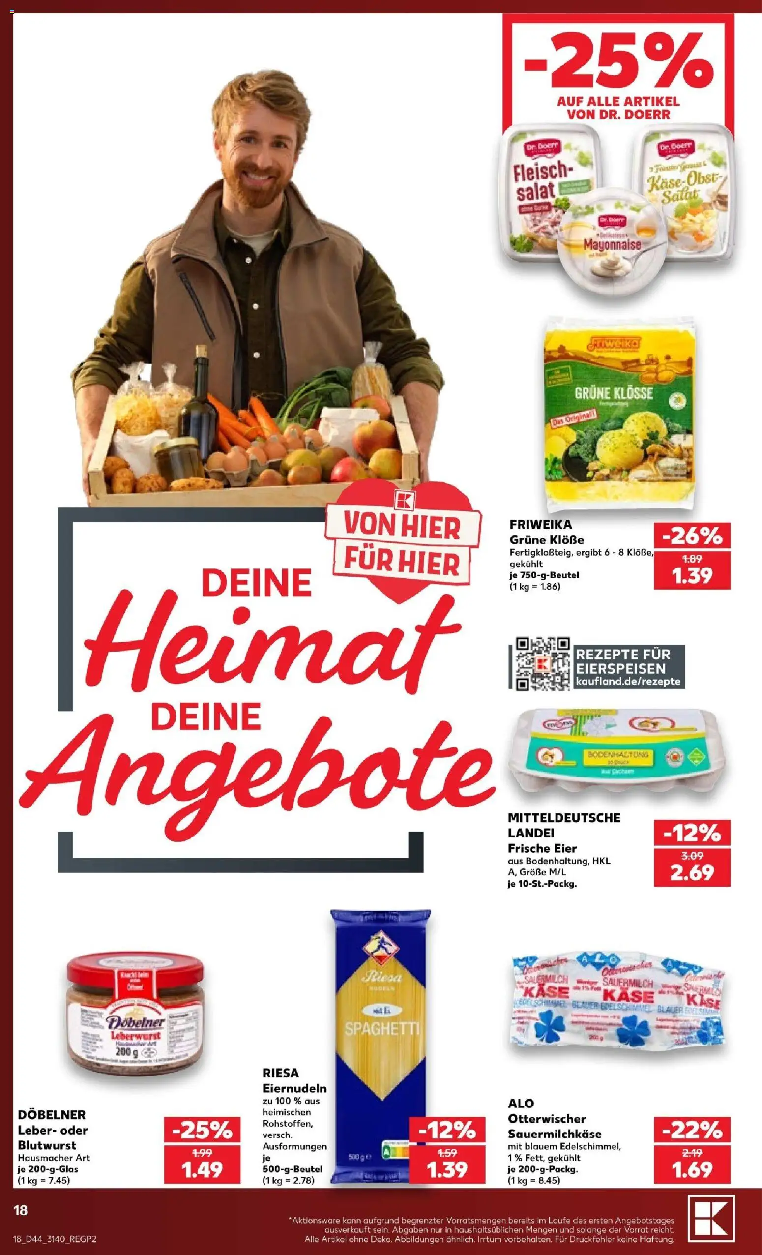 Vorschau von dem Prospekt des Geschäftes Kaufland, gültig ab dem 25.10.2026 - Käse, Spaghetti, Salat, Nudeln, Fleisch, Eier, Mayonnaise