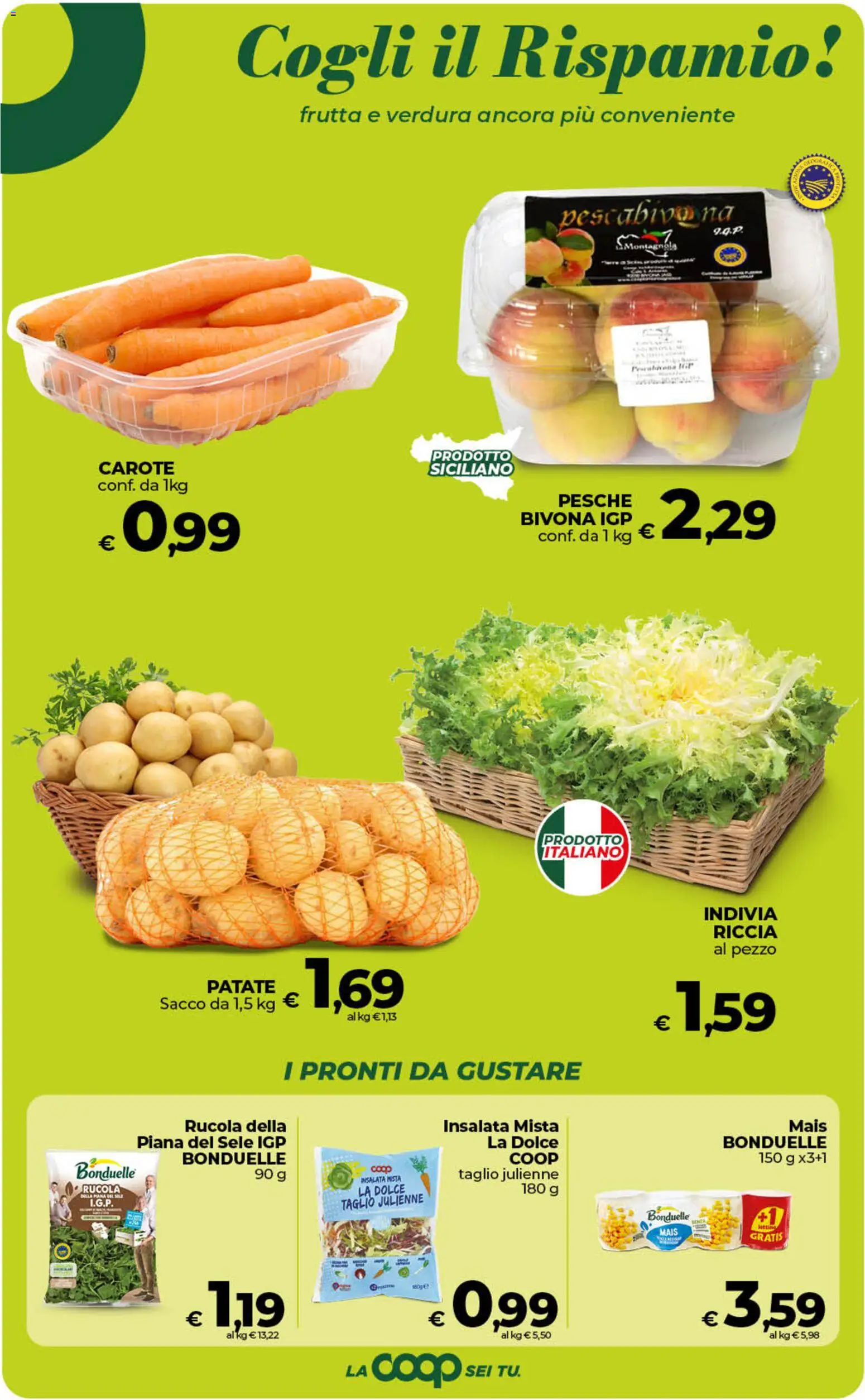 Anteprima dell'opuscolo COOP volantino inCoop Sicilia dal negozio COOP valido da 01/09/2026 - Insalata, Frutta, Rucola, Patate, Mais, Carote, Taglio, Pesche