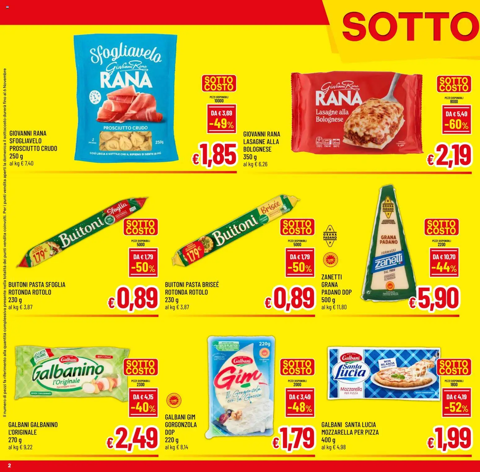 Anteprima dell'opuscolo A&O volantino dal negozio A&O valido da 28/10/2026 - Pasta, Acqua, Pasta sfoglia, Formaggio, Mozzarella, Prosciutto Crudo, Prosciutto, Grana Padano